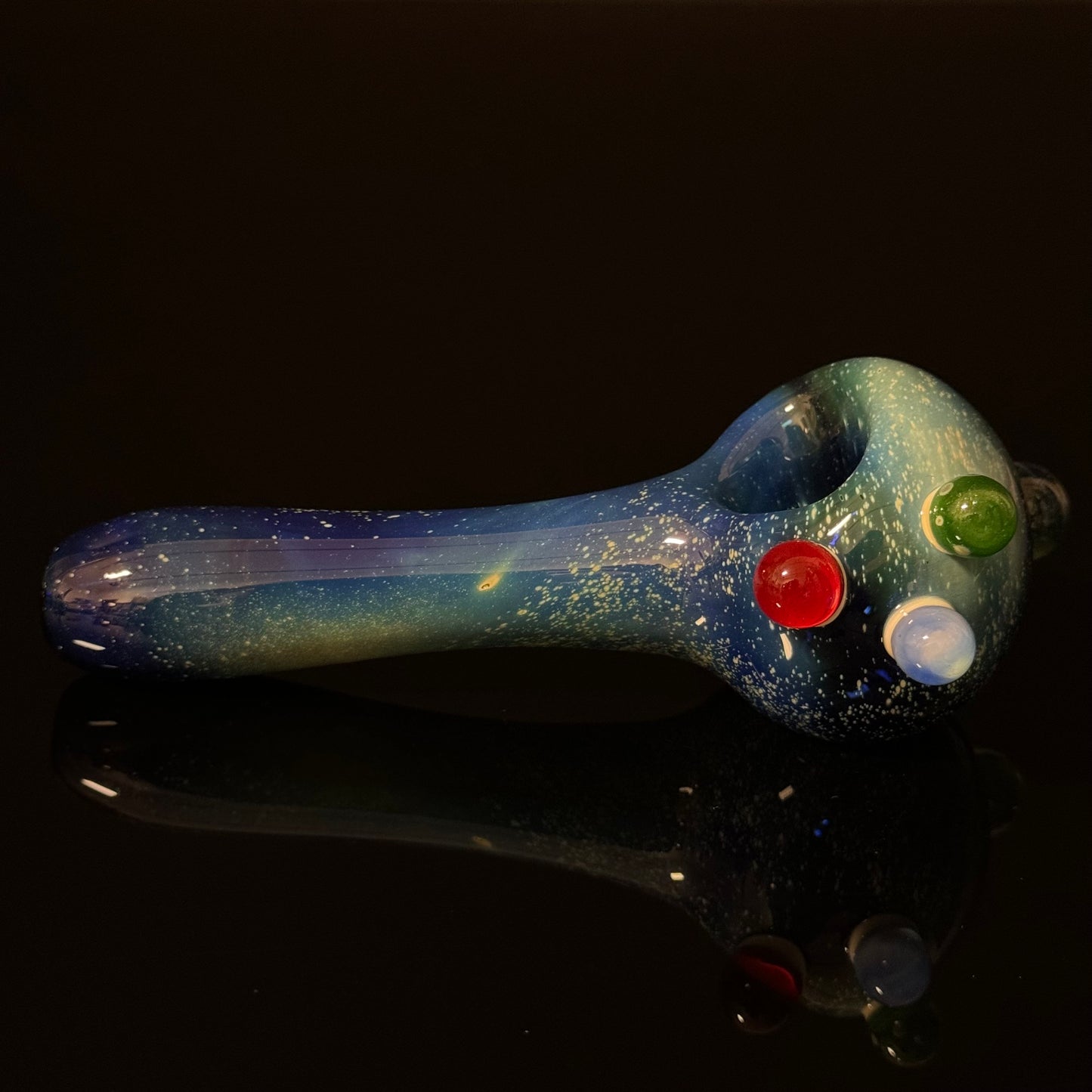 Blue Space Galaxy Nebula Glass Pipe Silver Fumed Glass Pipe, Heady Hand Blown