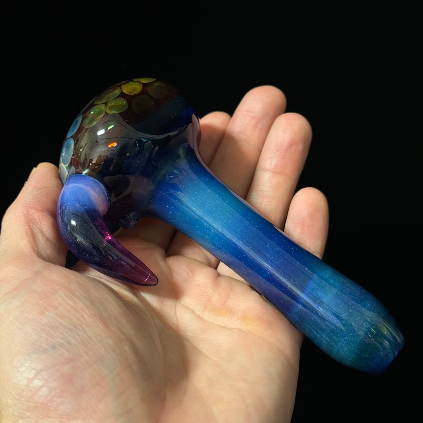 Blue Honeycomb Glass Heady Pipe Hand Blown