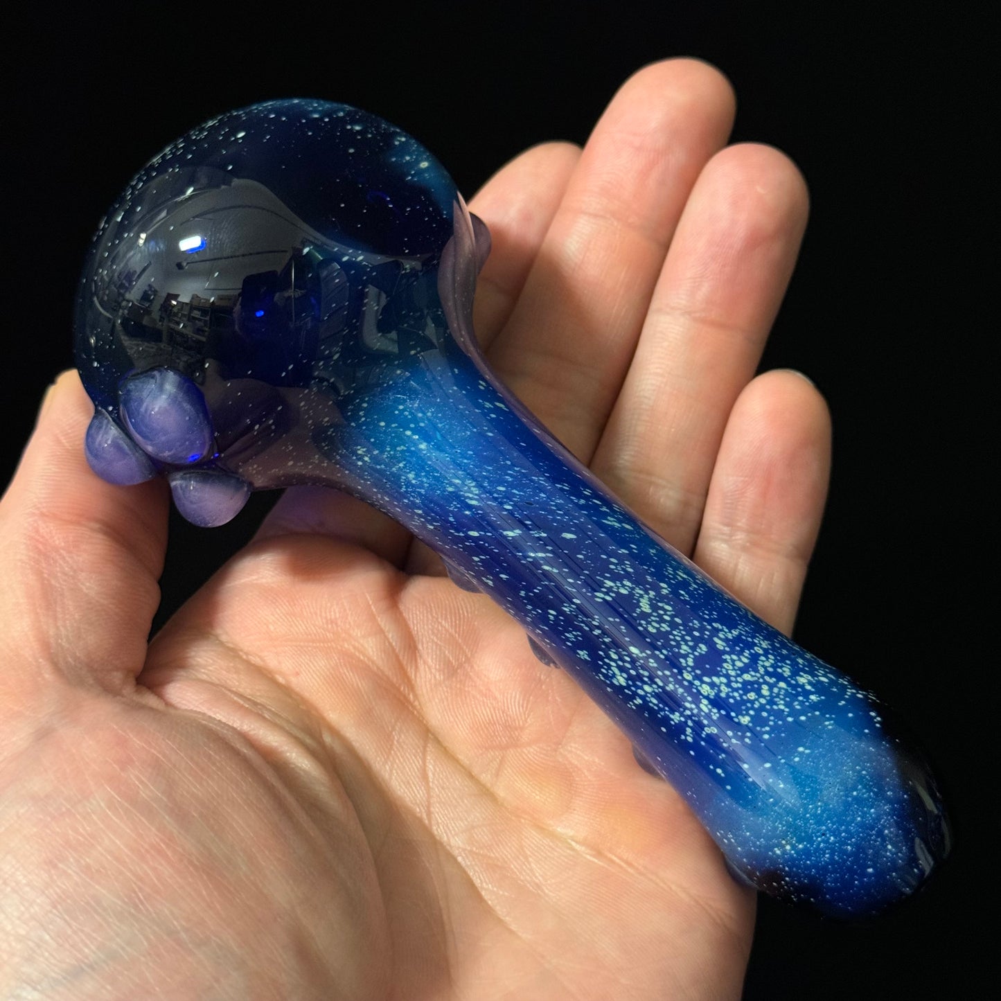 Blue Pink Slyme Space Galaxy Nebula Glass Pipe Silver Fumed Glass Pipe, Heady Hand Blown