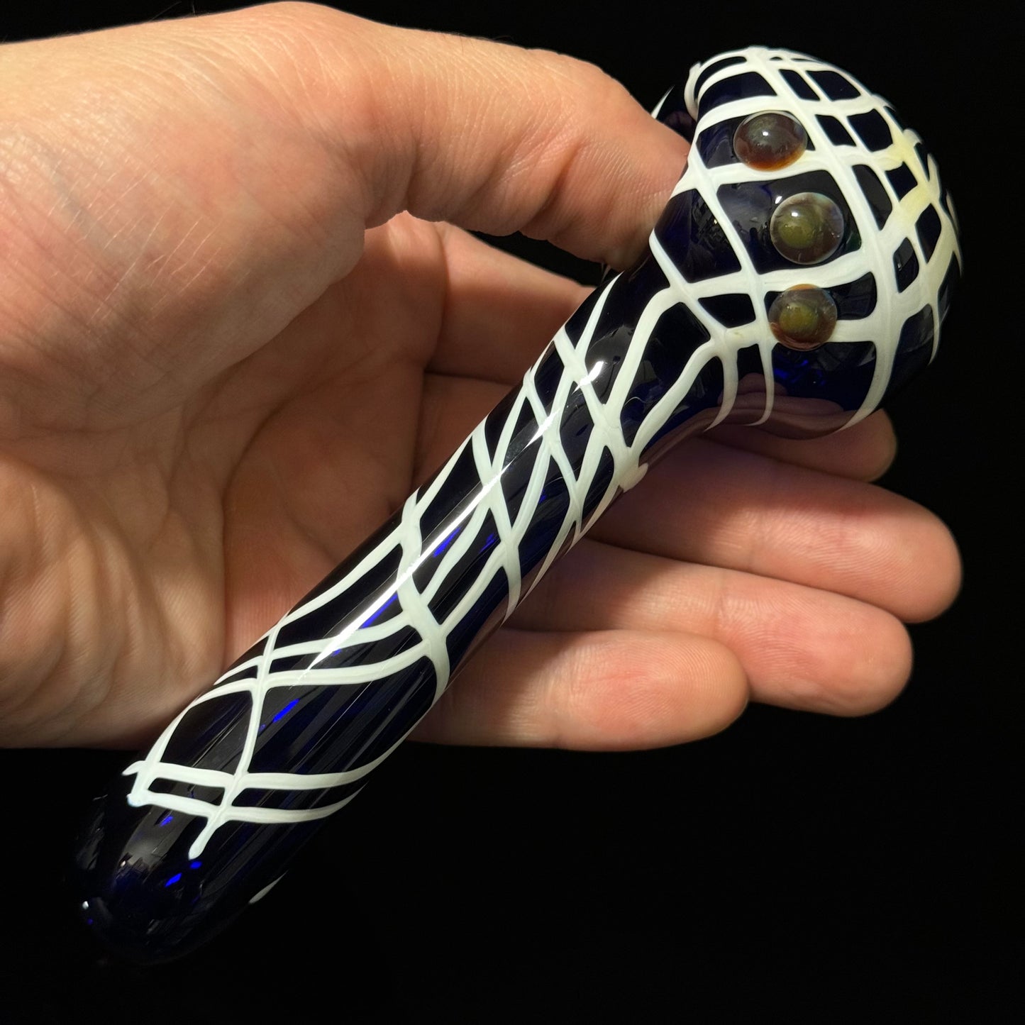 Blue Cobalt Wrapped Color Glass Heady Pipe Hand Blown