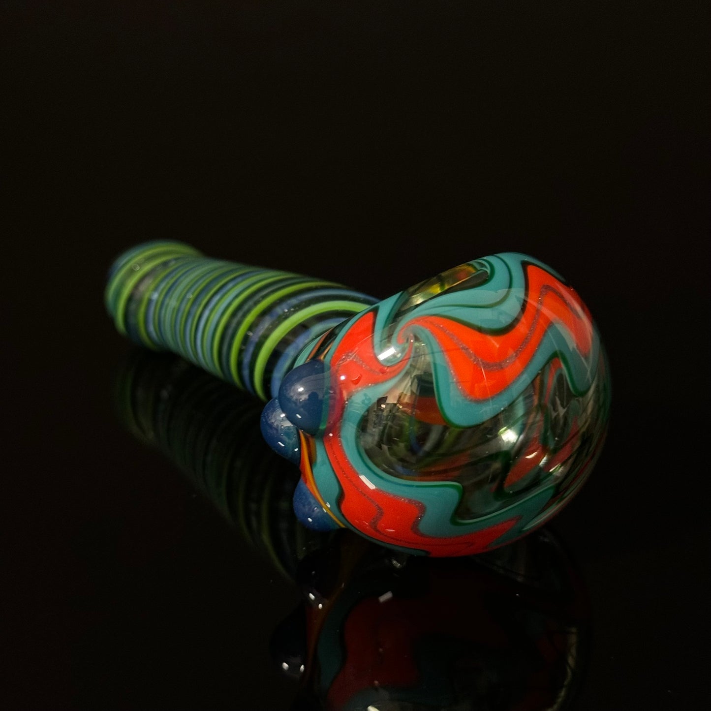 Full Linework Switchback Glass Pipe, Heady Hand Blown