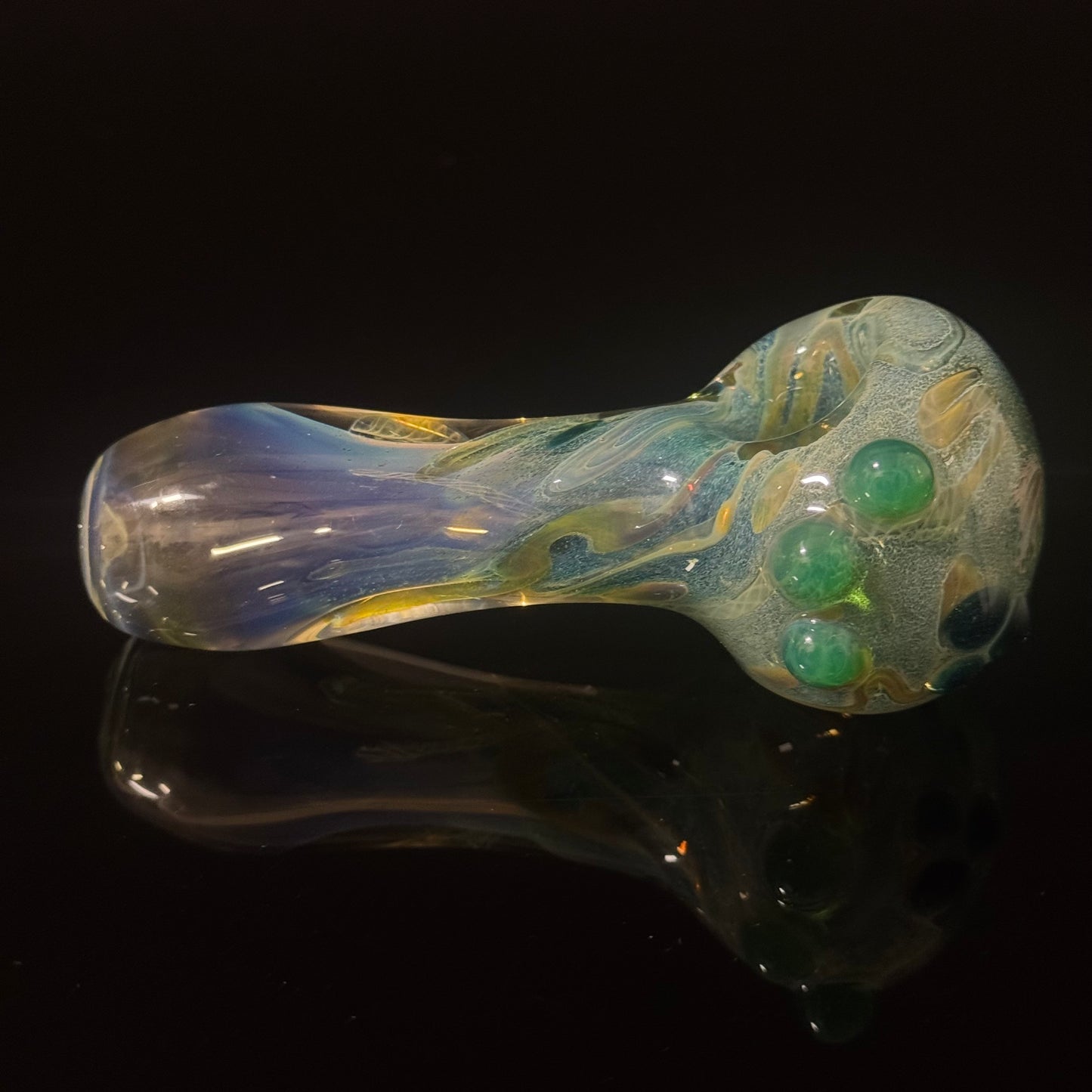 Green Multicolor Inside Out Glass Pipe Heady Pipe Hand Blown Extra Thick