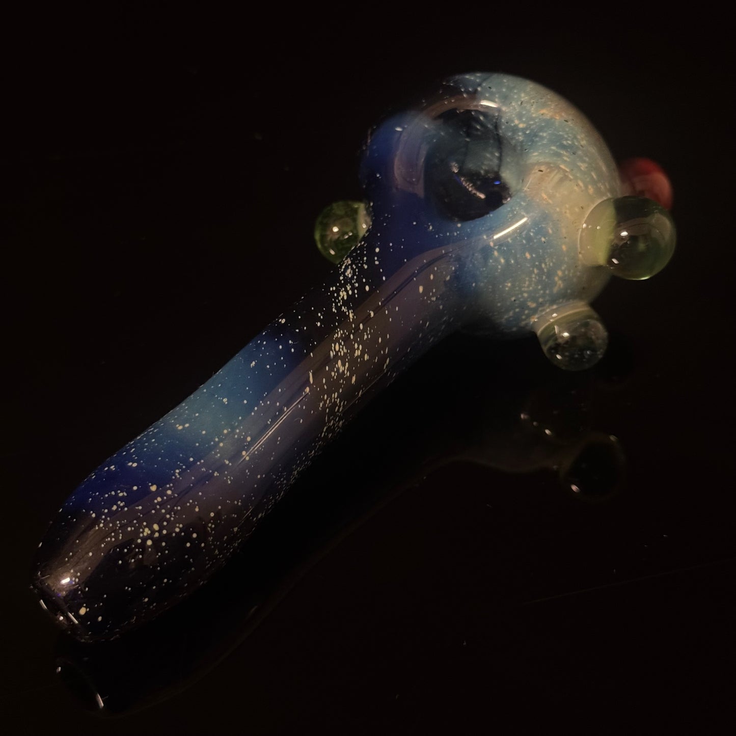 Blue with Slyme Space Galaxy Nebula Glass Pipe Silver Fumed Glass Pipe, Heady Hand Blown
