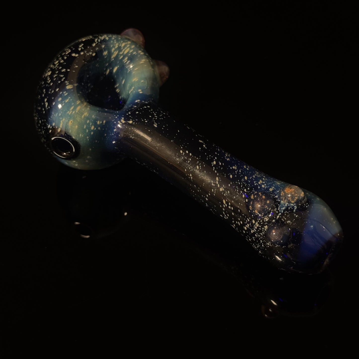 Galaxy Pipe Cobalt Space Pipe W/ Color Change Marbles - Slyme to Pink Slyme Fumed Cobalt Glass Pipe, Heady Hand Blown