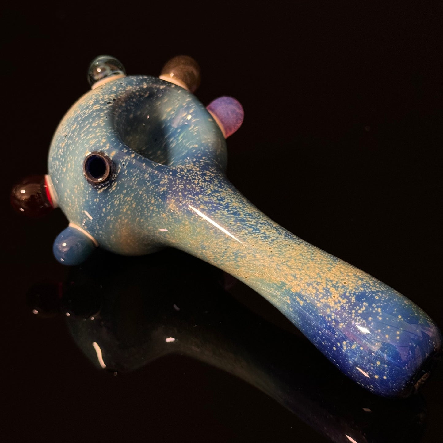 Slyme Blue Space Galaxy Nebula Glass Pipe Silver Fumed Glass Pipe, Heady Hand Blown