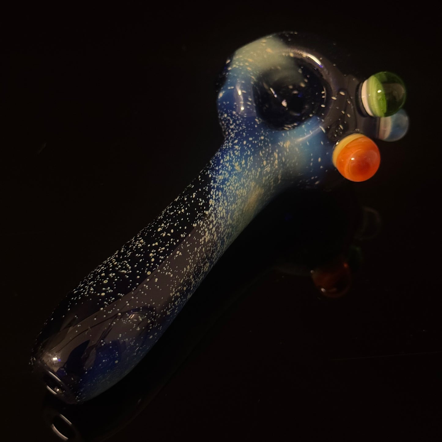 Blue with Slyme Space Galaxy Nebula Glass Pipe Silver Fumed Glass Pipe, Heady Hand Blown
