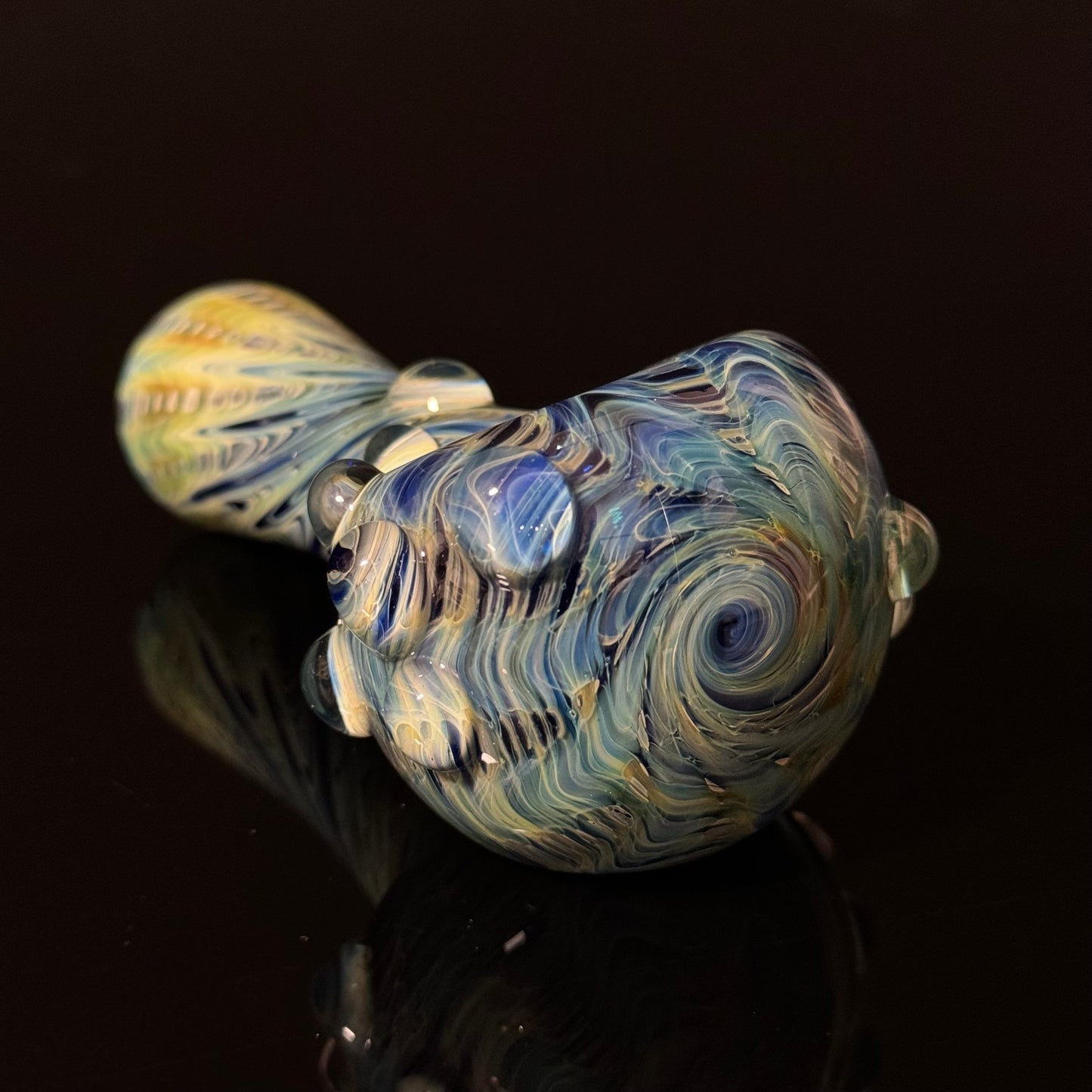 Blue & Green Cobalt Wrapped Color Glass Heady Pipe Hand Blown