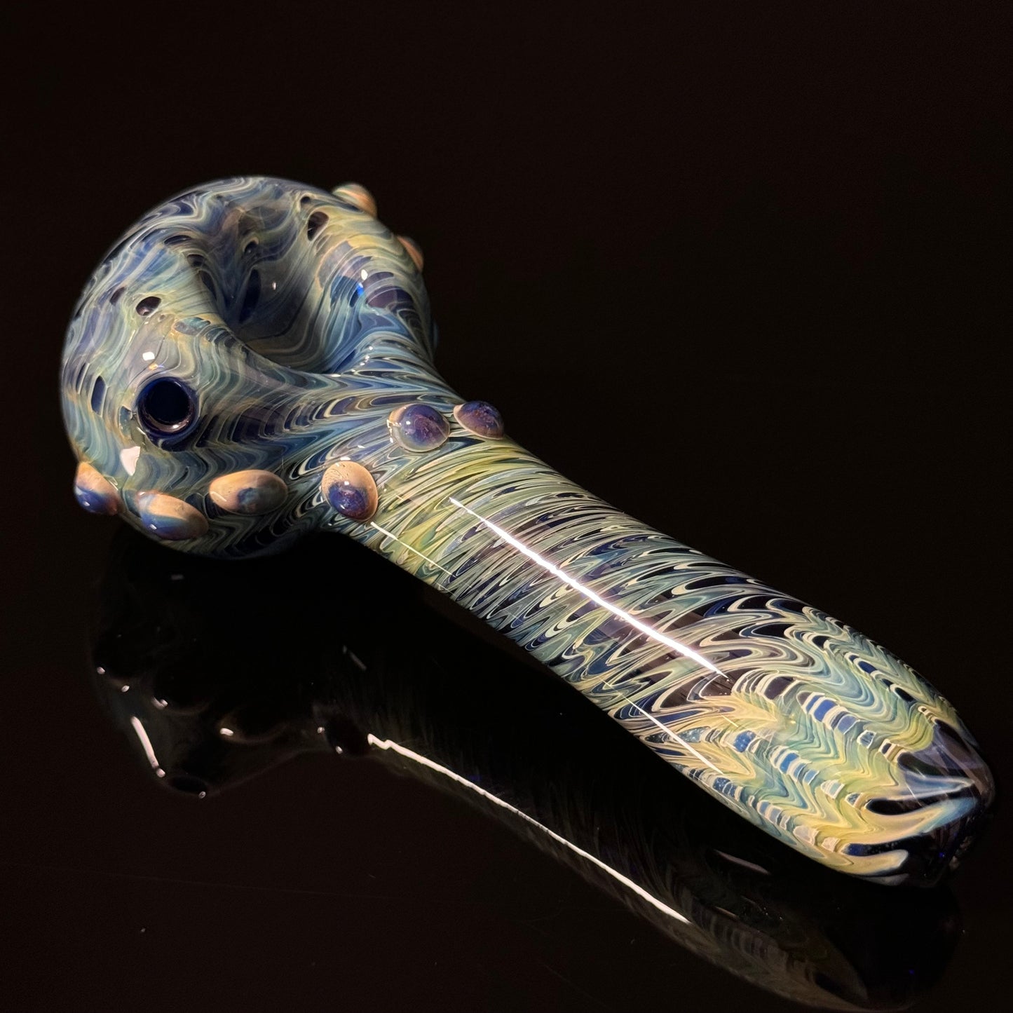 Blue & Green Cobalt Wrapped Color Glass Heady Pipe Hand Blown