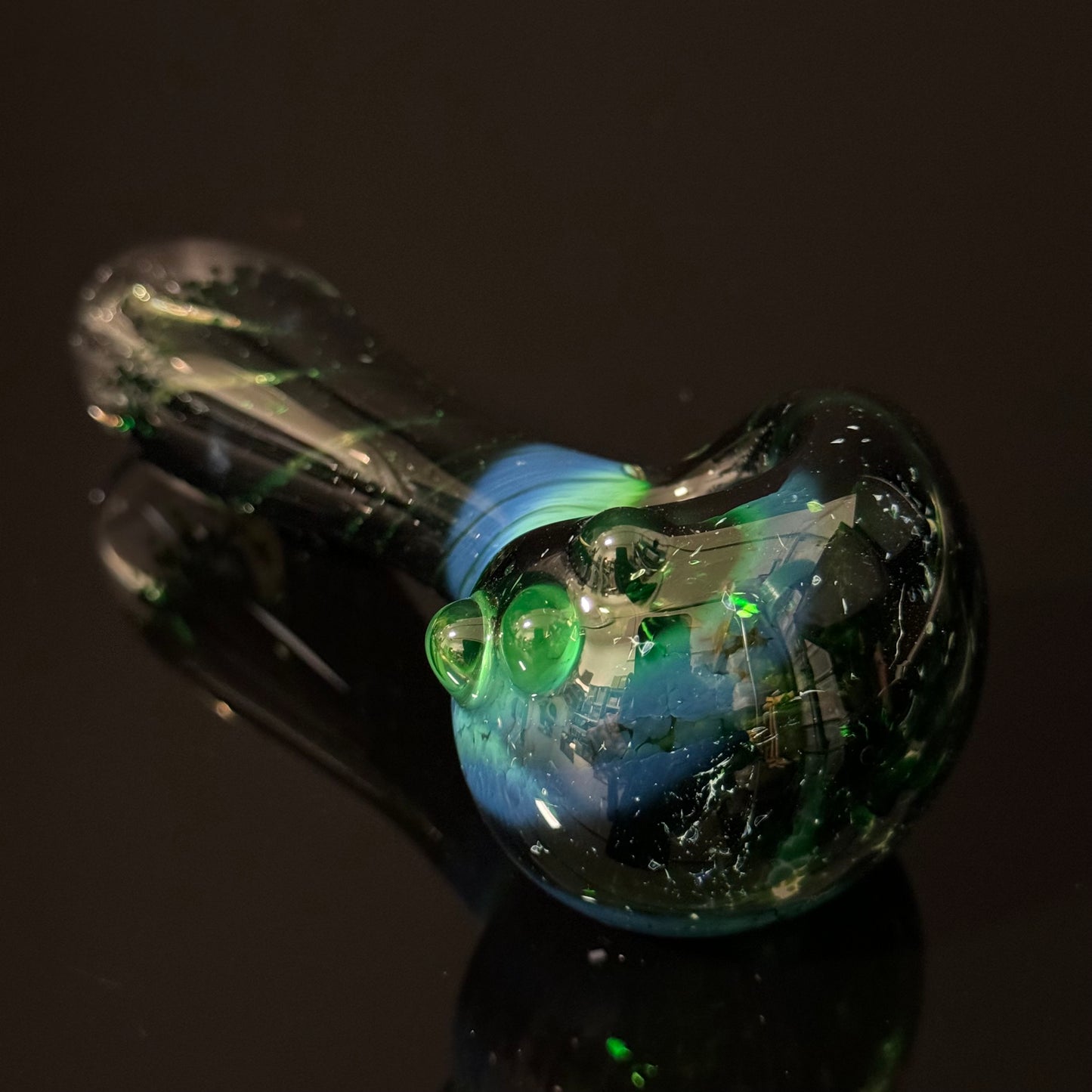 Inside out Black & Green Glass Pipe Heady Pipe Hand Blown Extra Thick