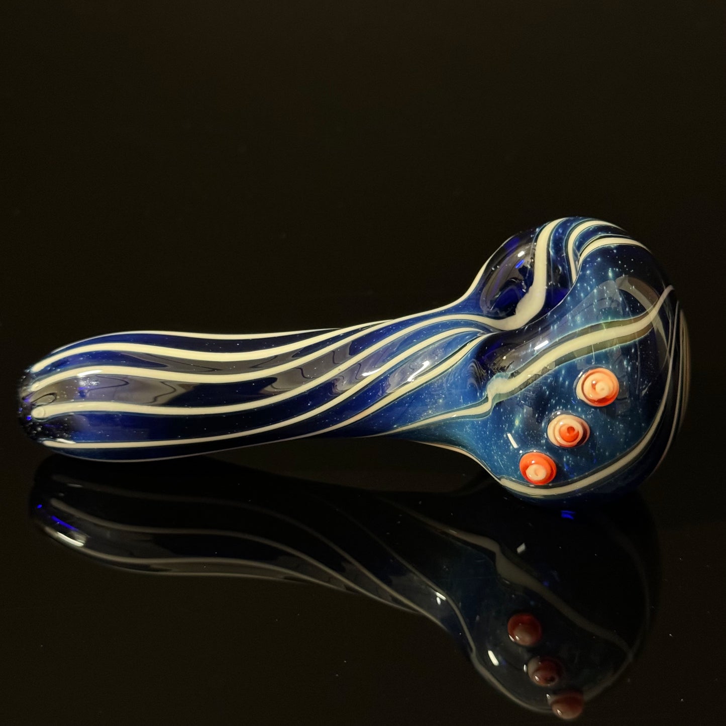 Blue Cobalt Wrapped Color Glass Heady Pipe Hand Blown