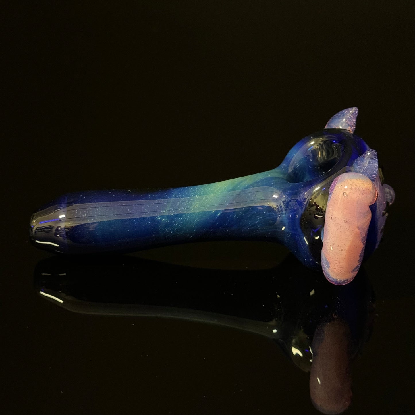 Cat Face Pink Slyme Glass Pipe Heady Pipe Hand Blown Cat Pipe