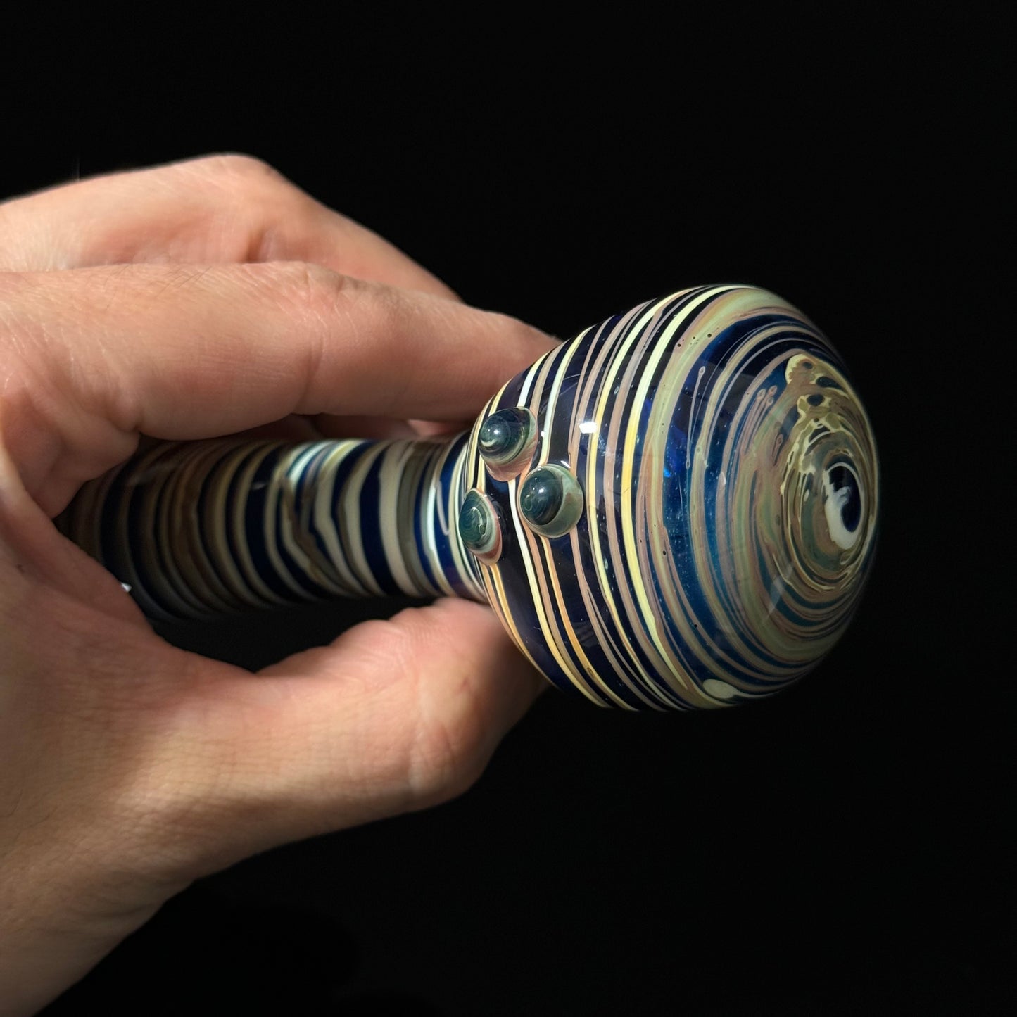 Blue Cobalt Wrapped Color Glass Heady Pipe Hand Blown