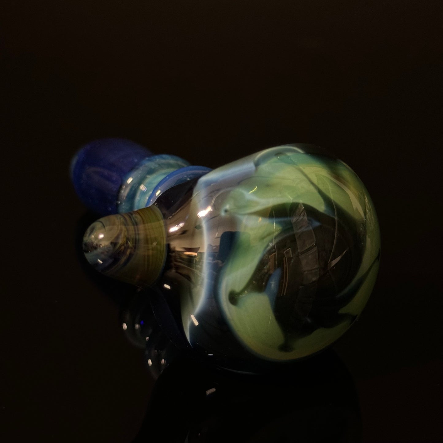 Blue & Green Sparkle Cobalt Wrapped Color Glass Heady Pipe Hand Blown