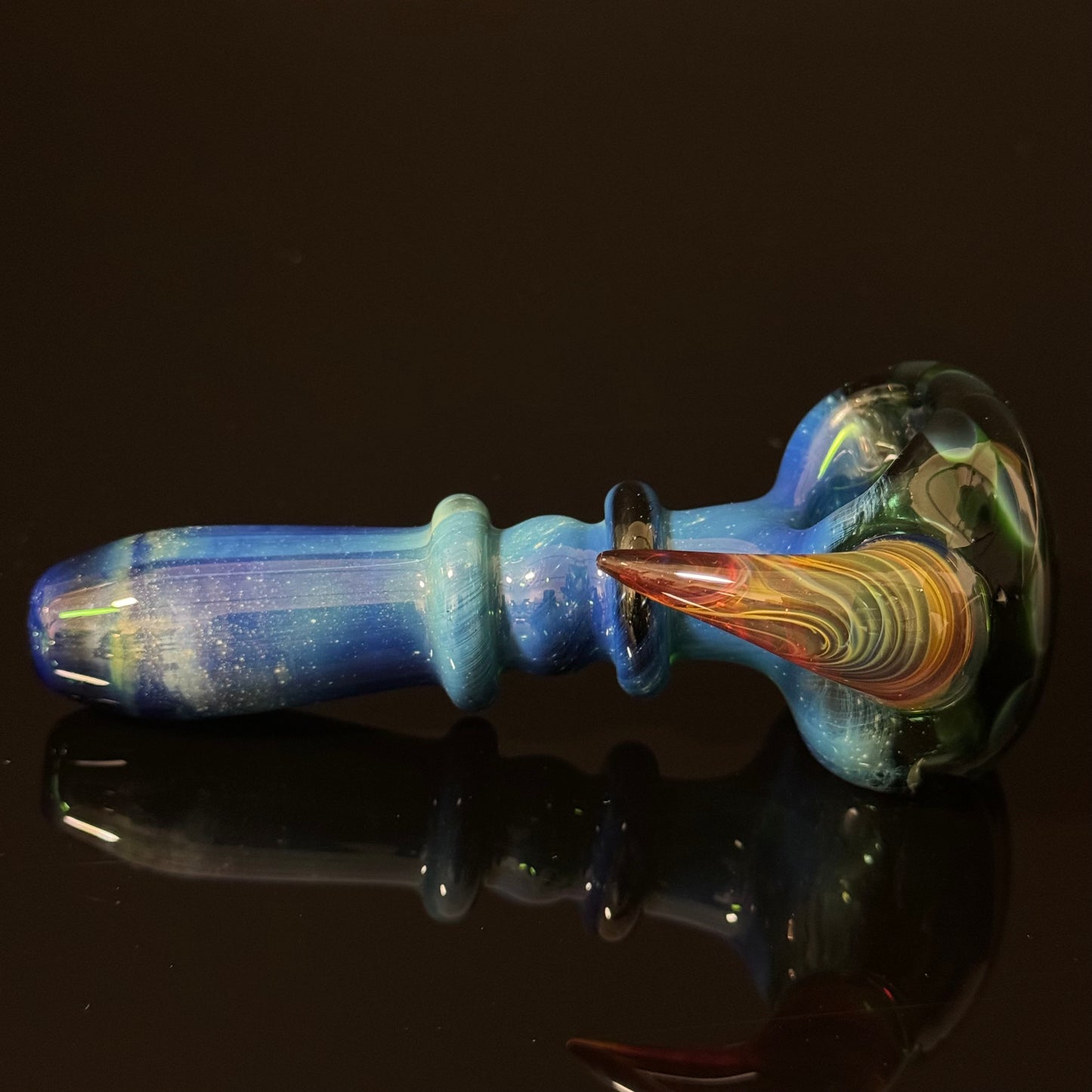 Blue Green Honeycomb Glass Heady Pipe Hand Blown