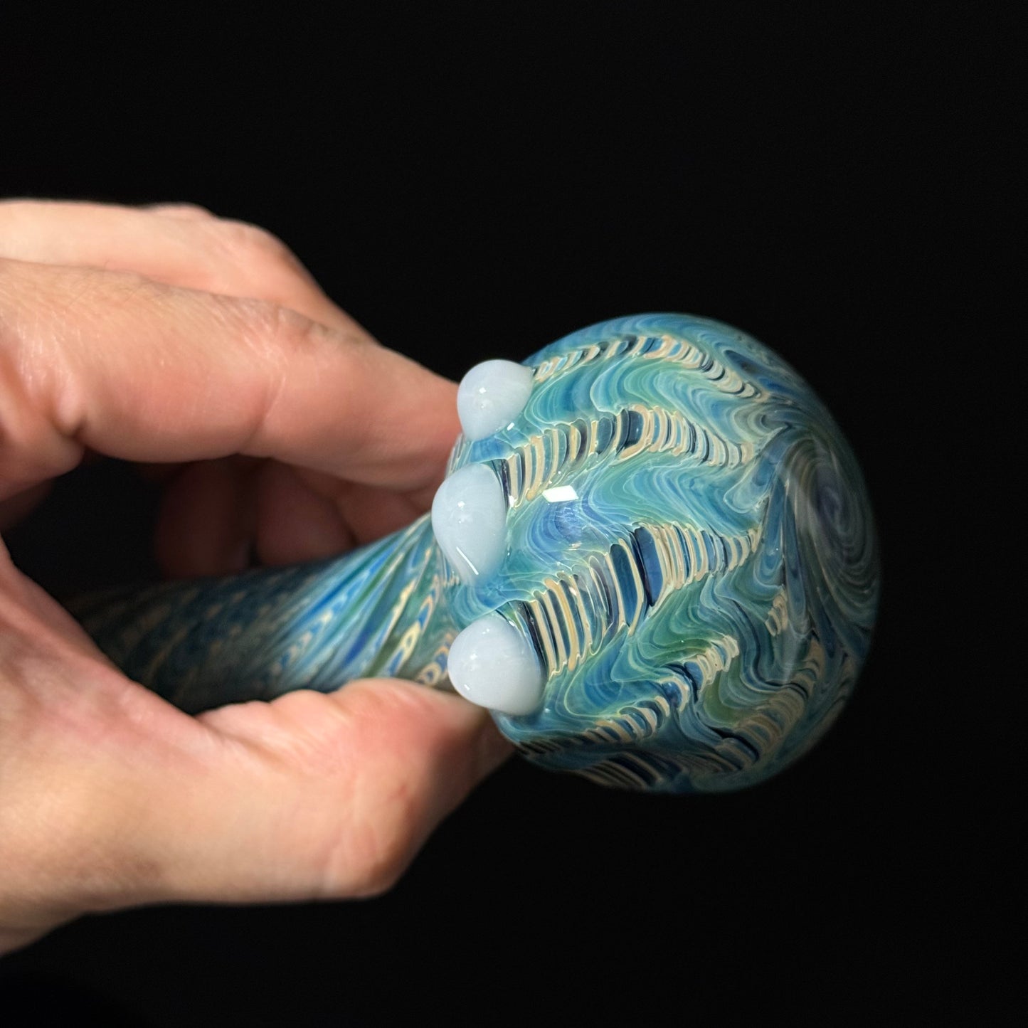 Blue & Green Cobalt Wrapped Color Glass Heady Pipe Hand Blown