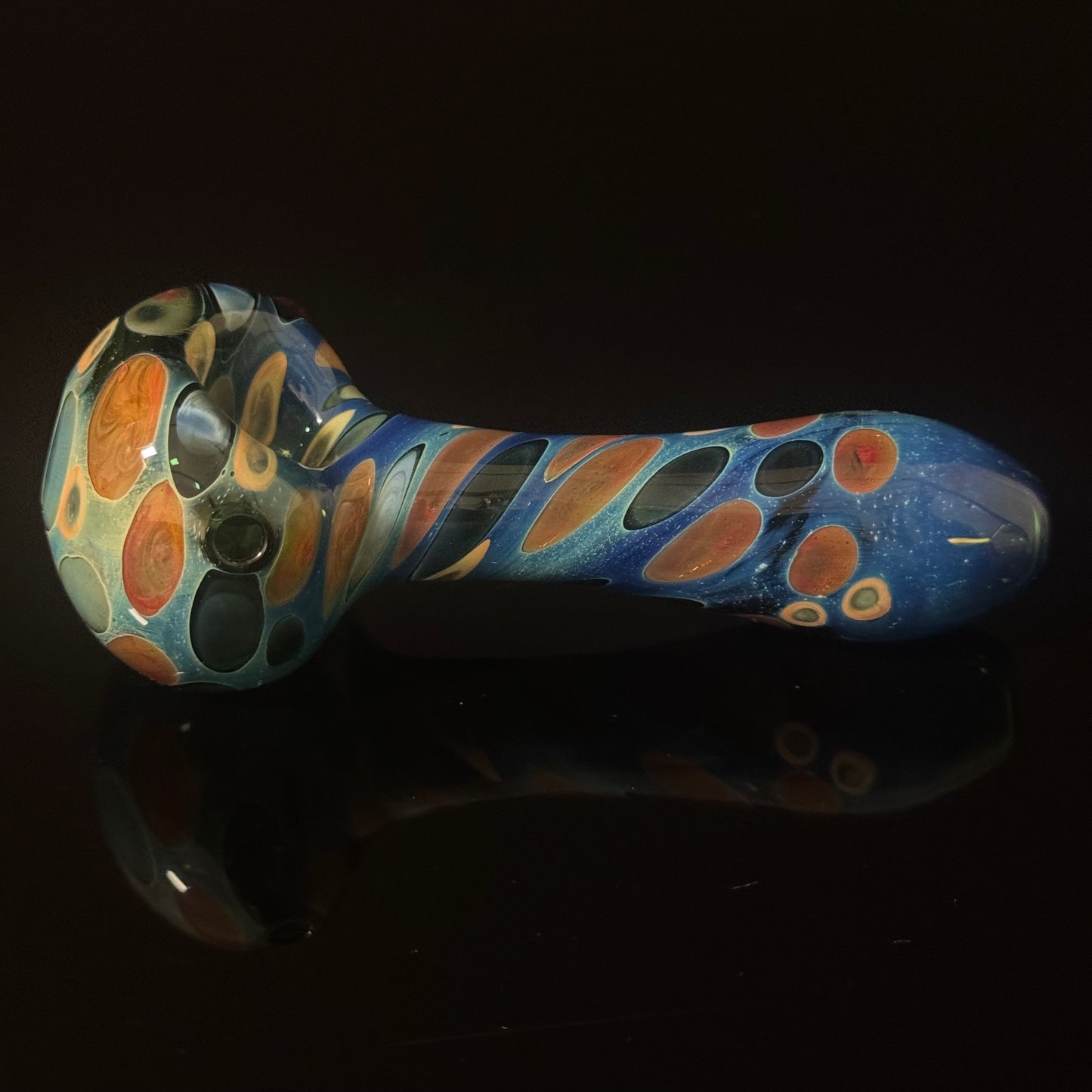 Blue Cobalt Dotted & Wrapped Color Glass Heady Pipe Hand Blown