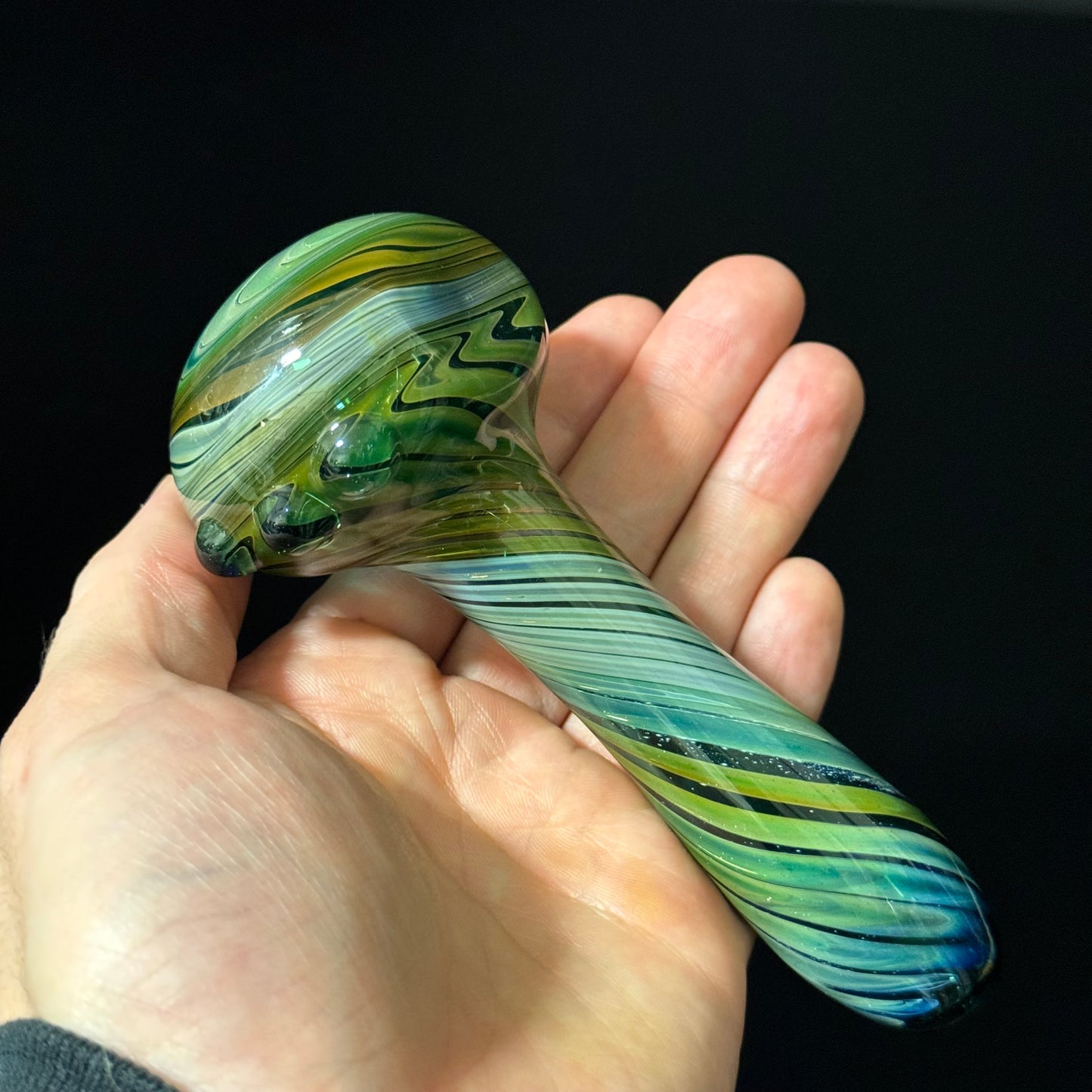 Blue Cobalt Wrapped Color Glass Heady Pipe Hand Blown