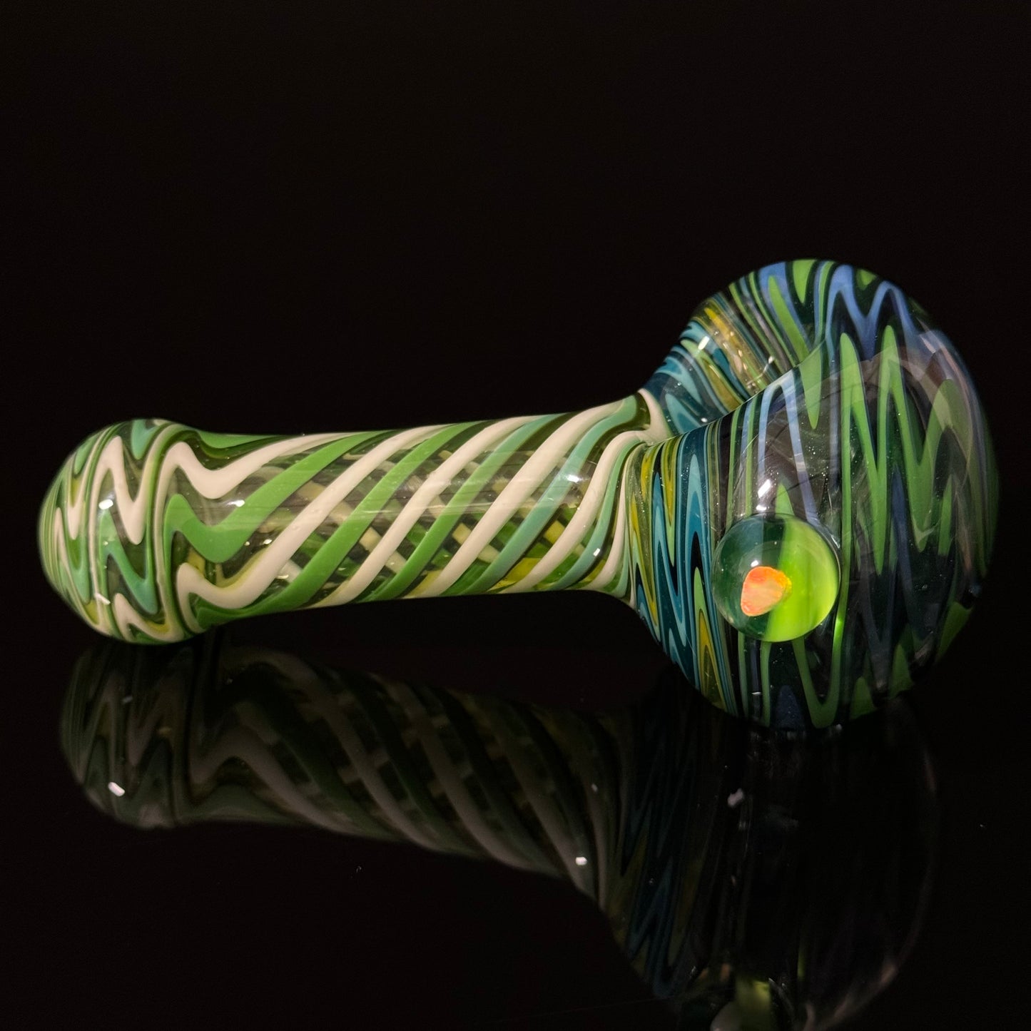 Full Linework Switchback Glass Pipe, Heady Hand Blown with An Opal