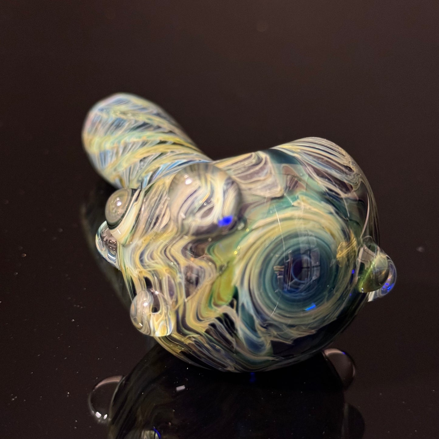 Blue & Green Cobalt Wrapped Color Glass Heady Pipe Hand Blown