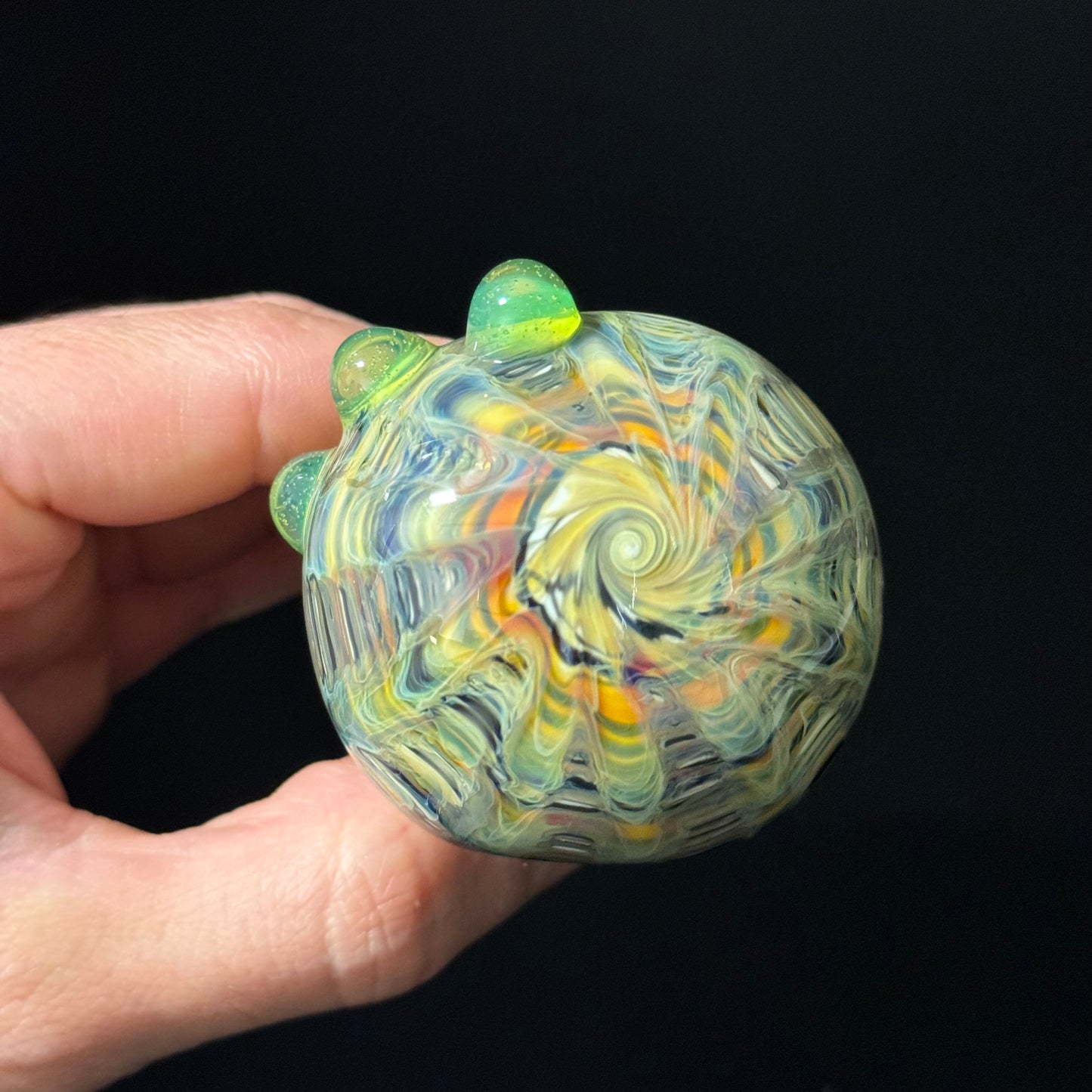 Solid White Pipe with a Multicolor Wrap Heady Hand Blown