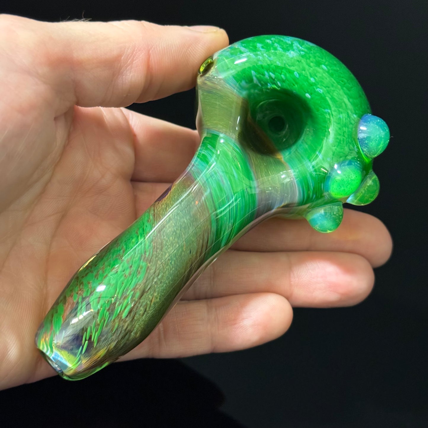 Green & Blue Inside Out Glass Pipe Heady Pipe Hand Blown Extra Thick