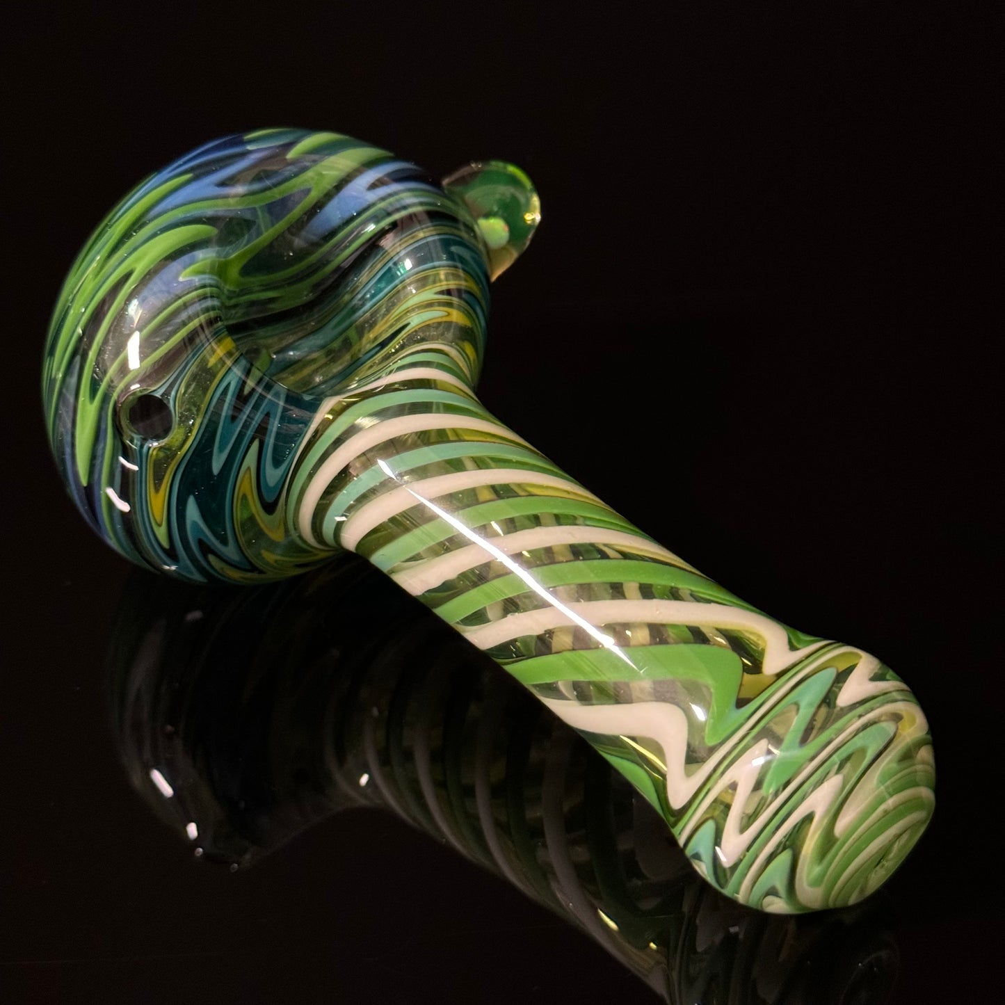 Full Linework Switchback Glass Pipe, Heady Hand Blown with An Opal