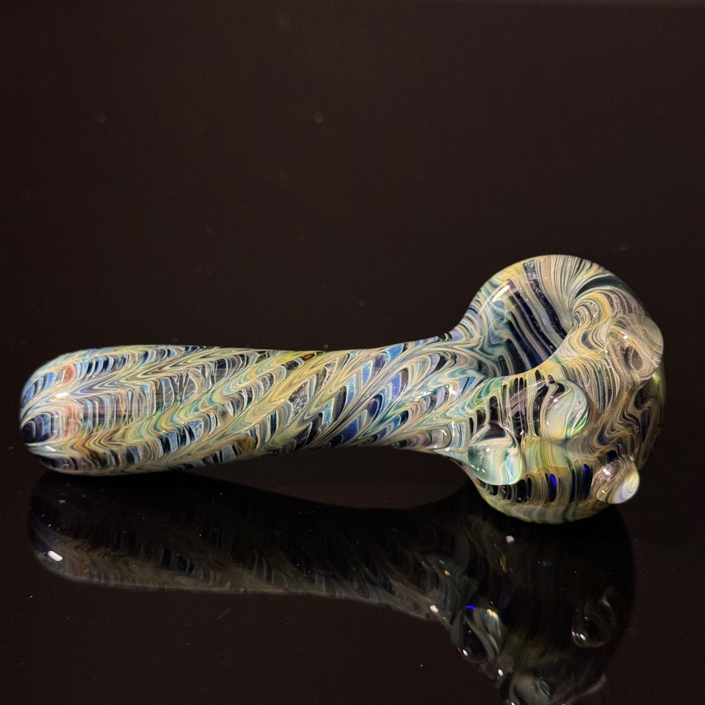 Blue & Green Cobalt Wrapped Color Glass Heady Pipe Hand Blown