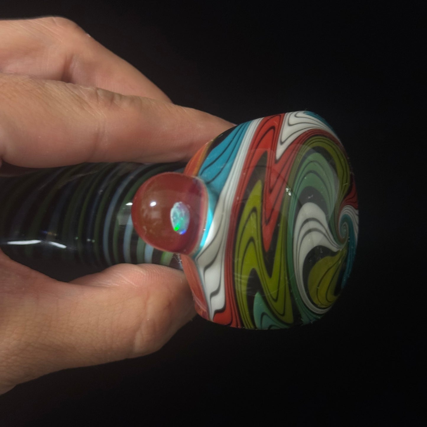Full Linework Switchback Glass Pipe, Heady Hand Blown with An Opal