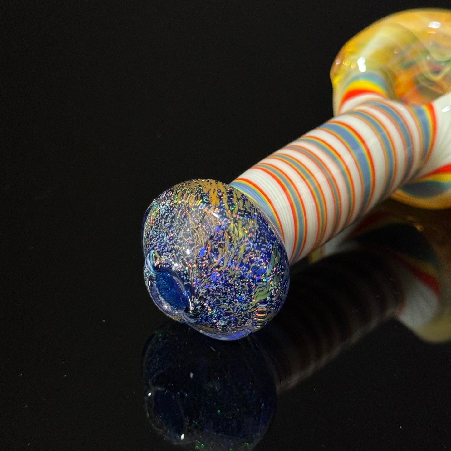 Crushed Opal Switchback Glass Pipe, Heady Hand Blown with An Opal