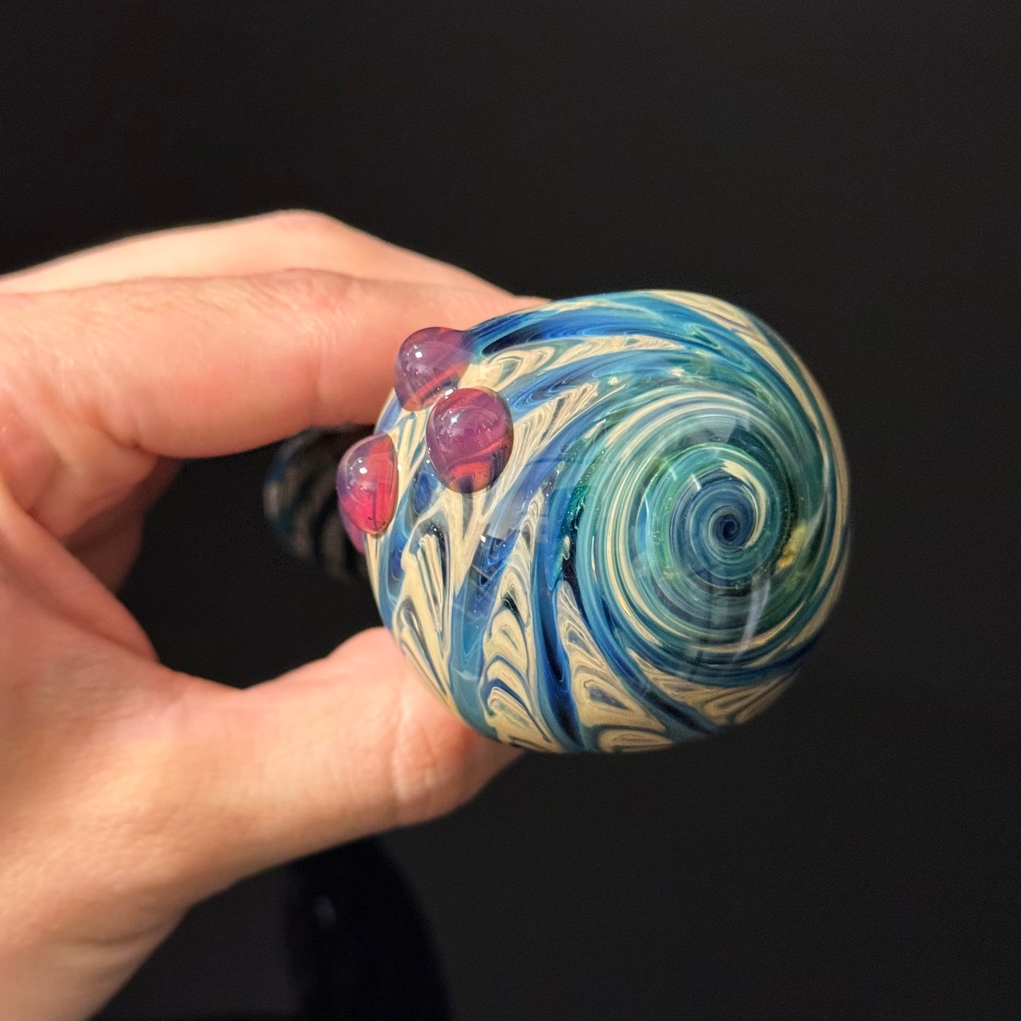 Green & Blue Wrap & Rake Color Glass Heady Pipe Hand Blown