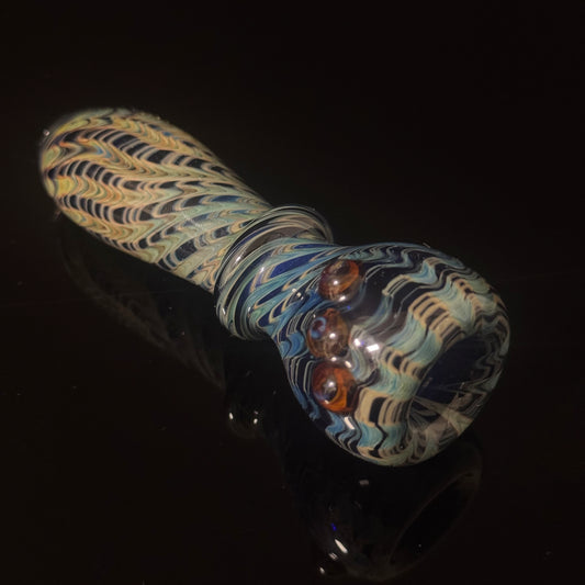 Heavy Cobalt Blue Silver Fumed Glass Heady Chillim Pipe Hand Blown