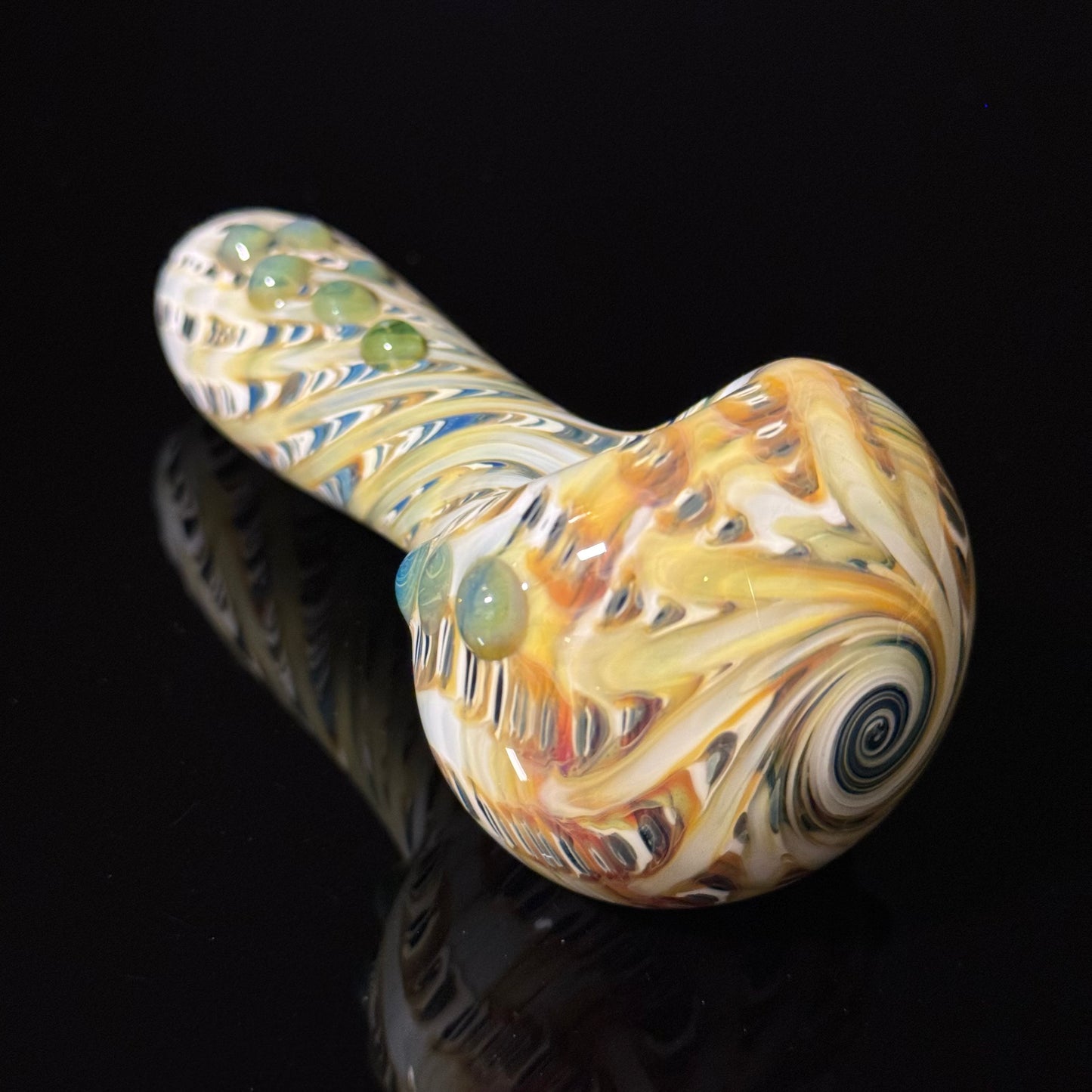 White & Green Cobalt Wrapped Color Glass Heady Pipe Hand Blown