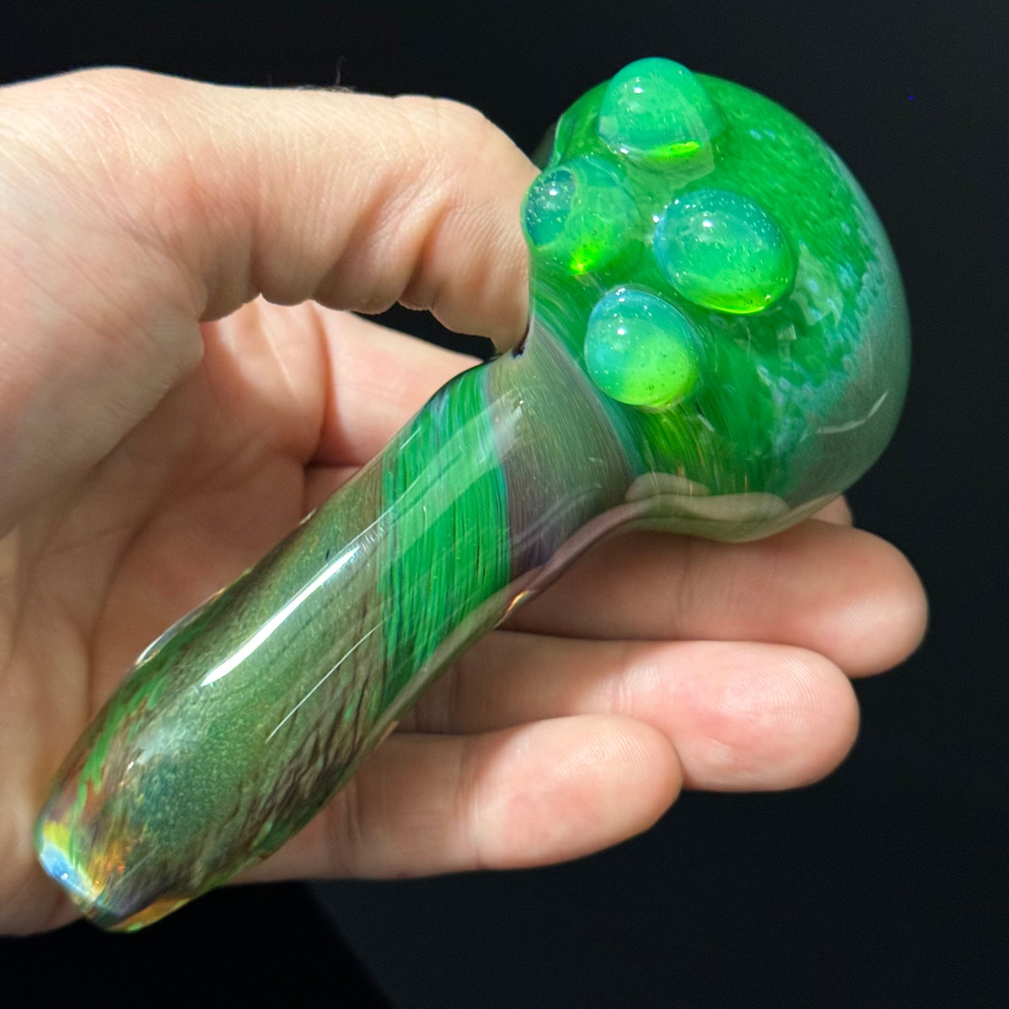 Green & Blue Inside Out Glass Pipe Heady Pipe Hand Blown Extra Thick