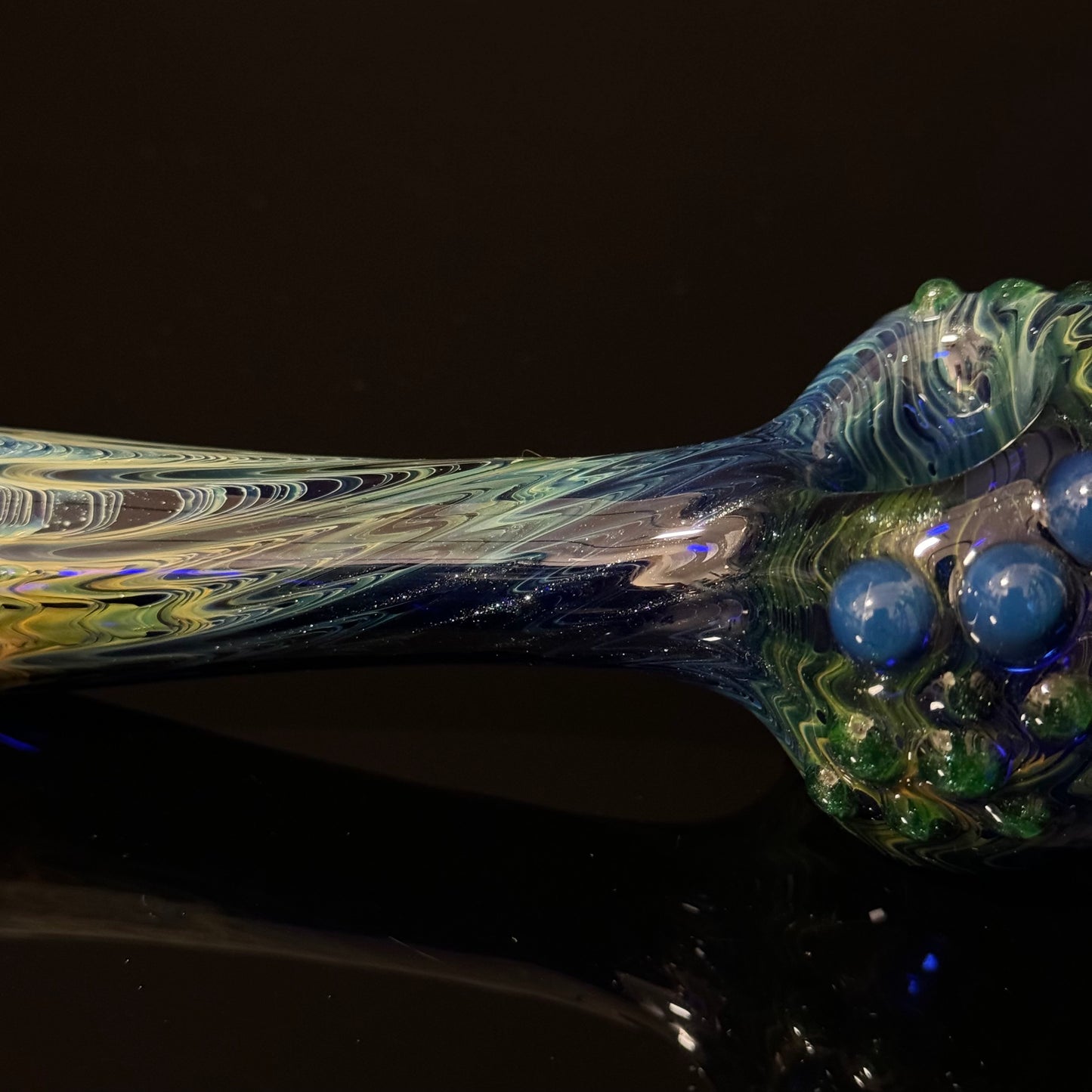 Blue & Green Cobalt Wrapped Color Glass Heady Pipe Hand Blown