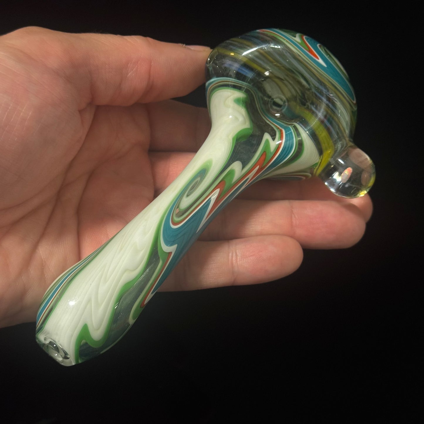 Full Linework Switchback Glass Pipe, Heady Hand Blown with An Opal