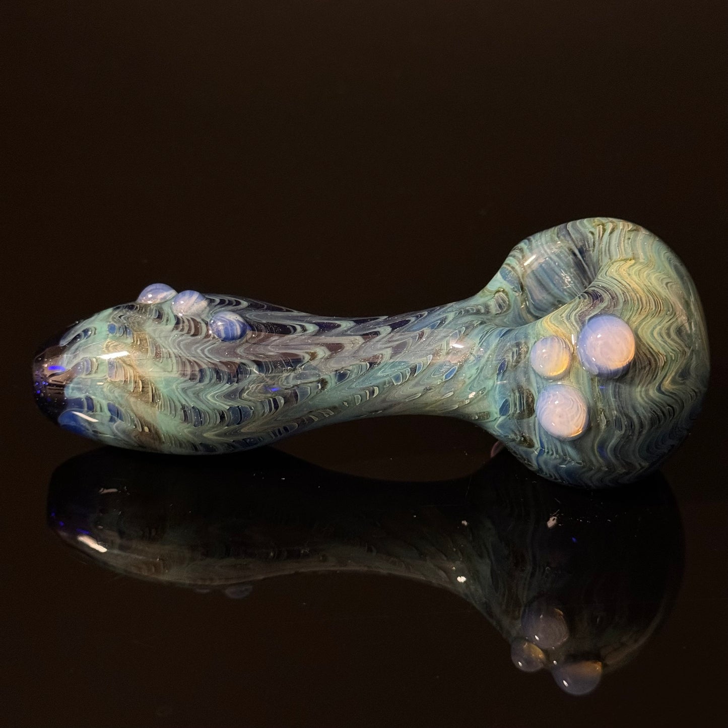 Blue Cobalt Wrapped Color Glass Heady Pipe Hand Blown