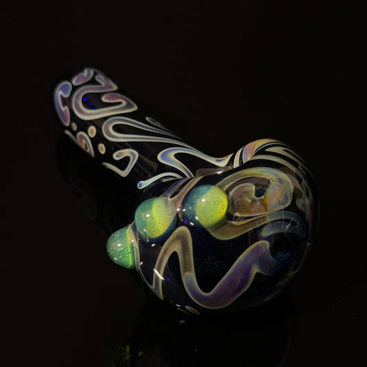 Blue Cobalt Wrapped Color Glass Heady Pipe Hand Blown