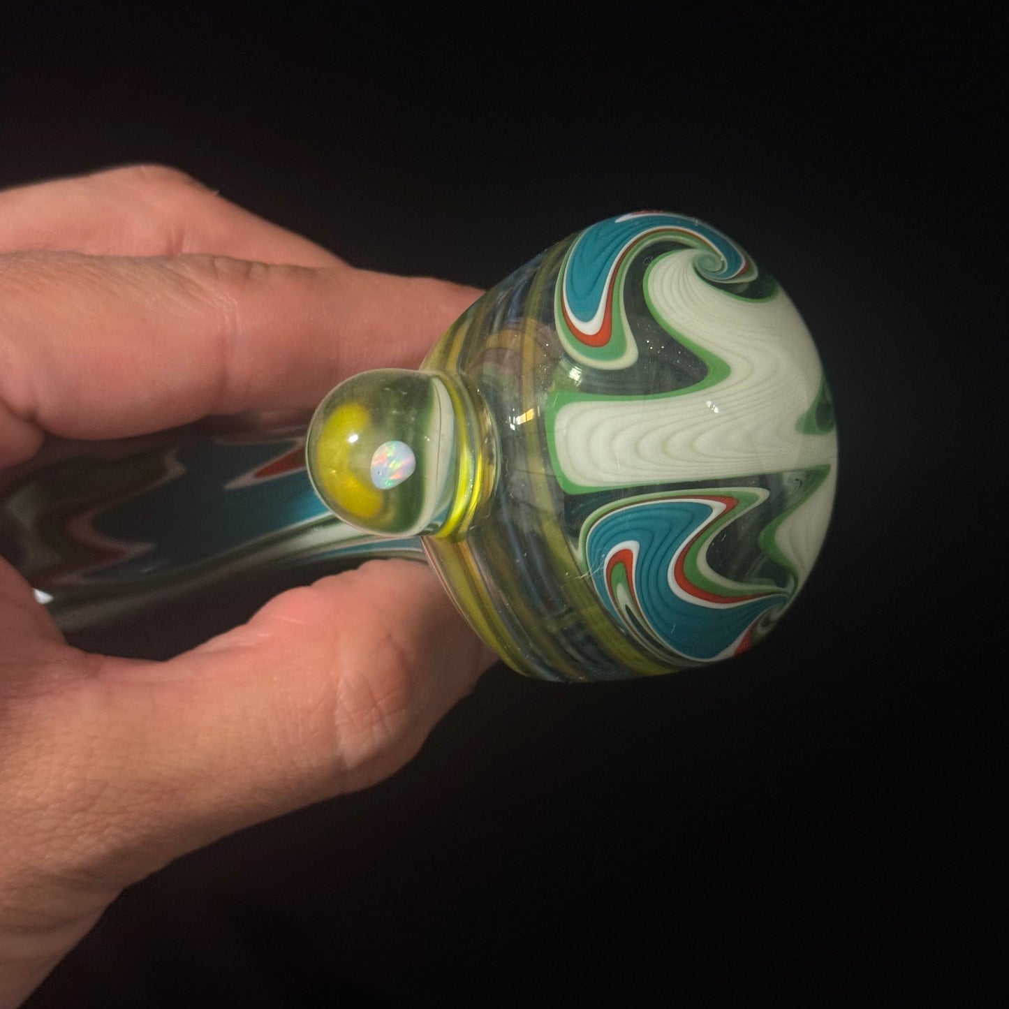Full Linework Switchback Glass Pipe, Heady Hand Blown with An Opal