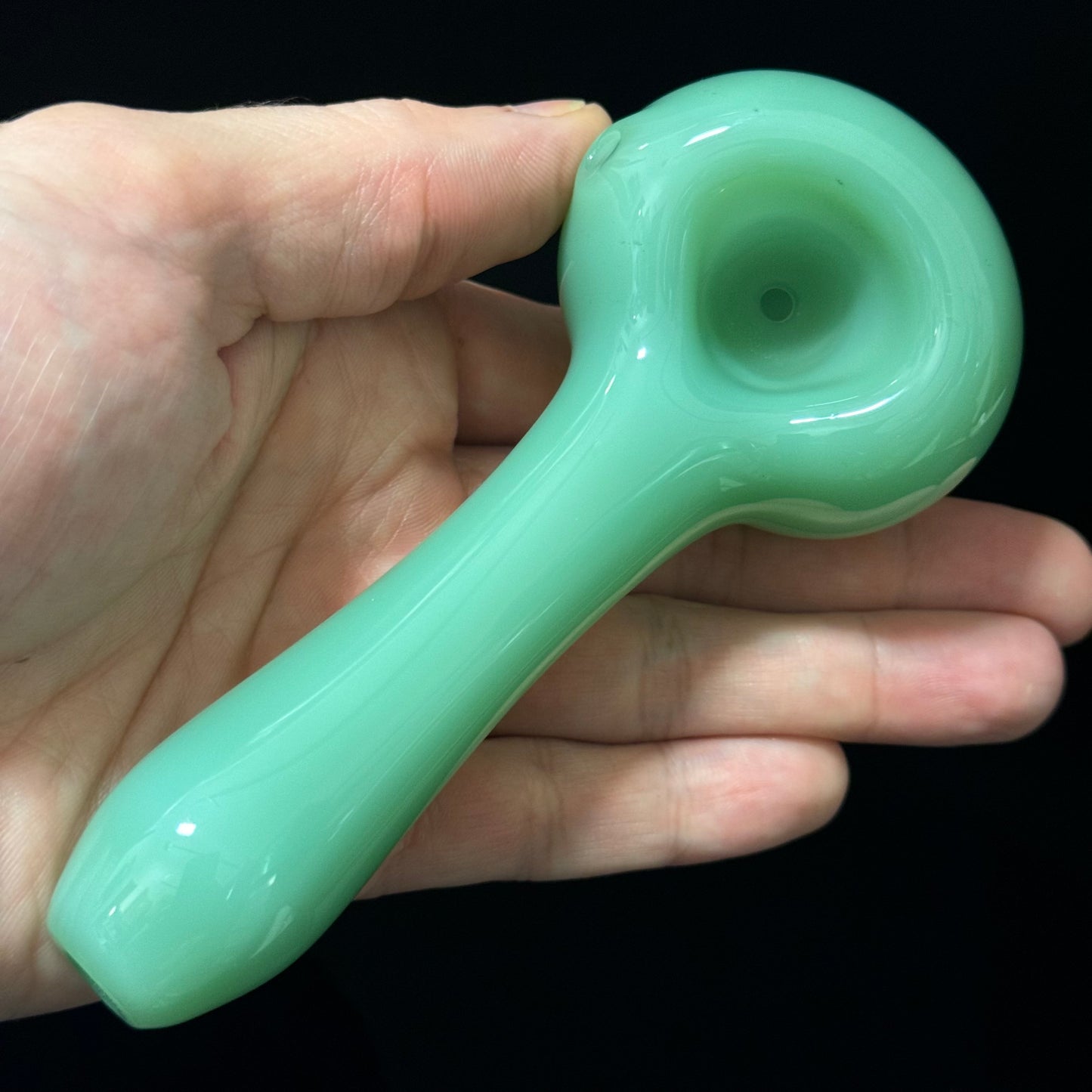 Solid Teal Color Glass Heady Pipe Hand Blown