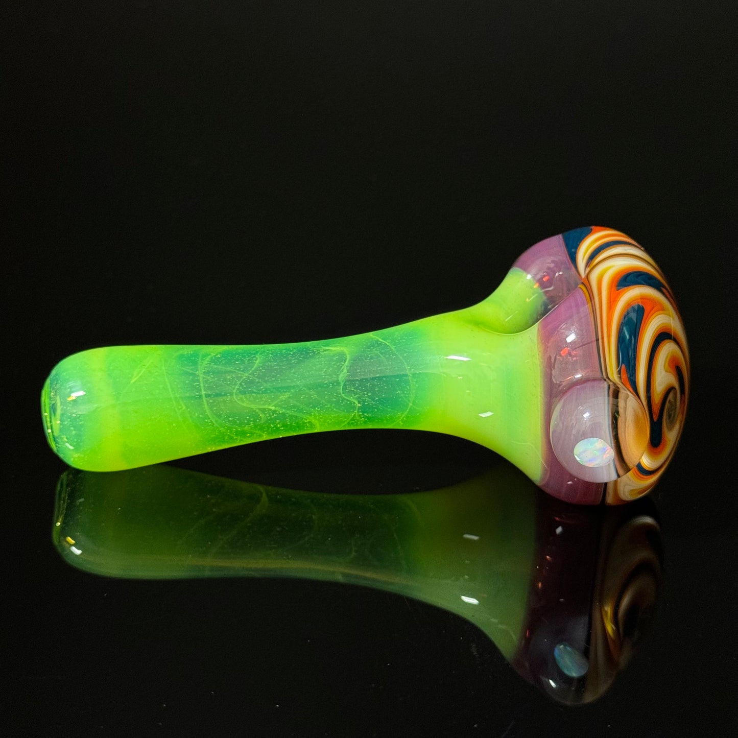 Full Slyme Color Linework Glass Pipe, Heady Hand Blown with An Opal