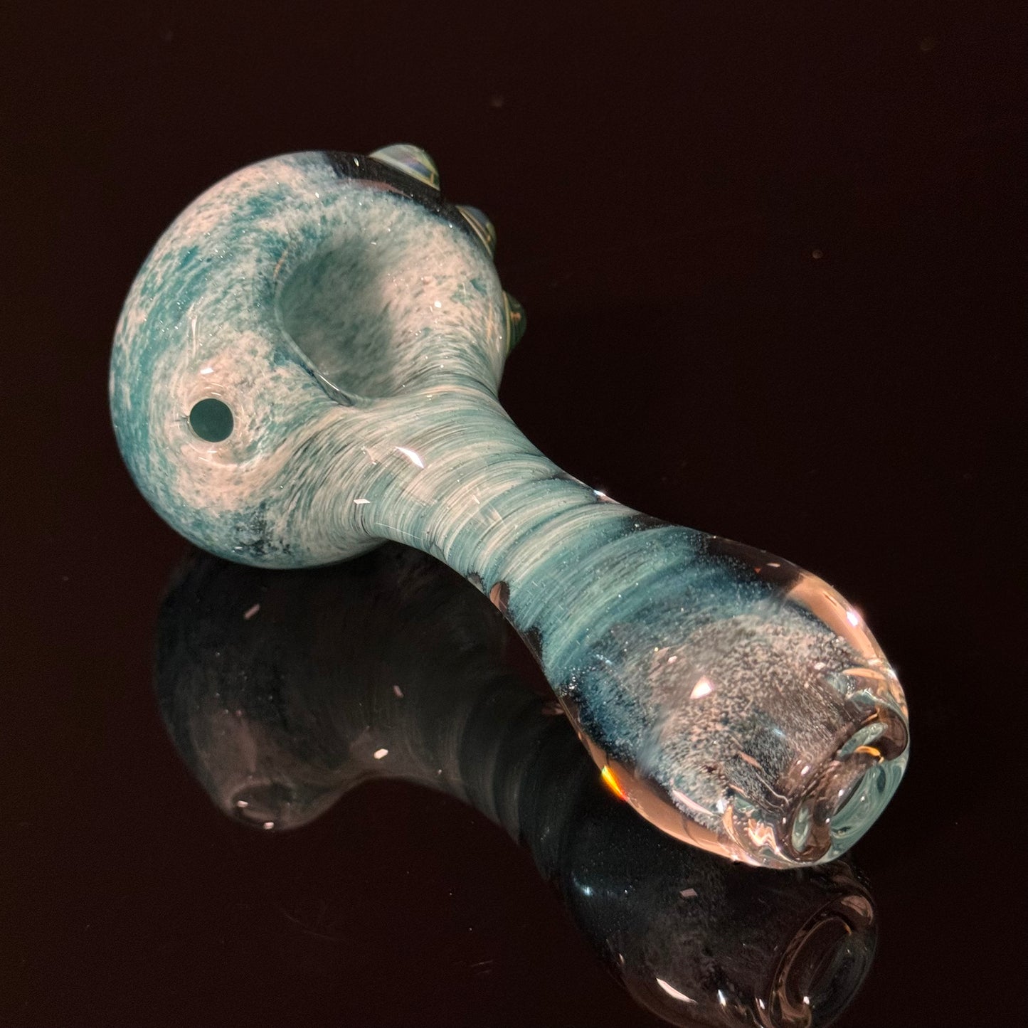 Heavy Inside out Sparkle Blue & White Glass Pipe Heady Pipe Hand Blown