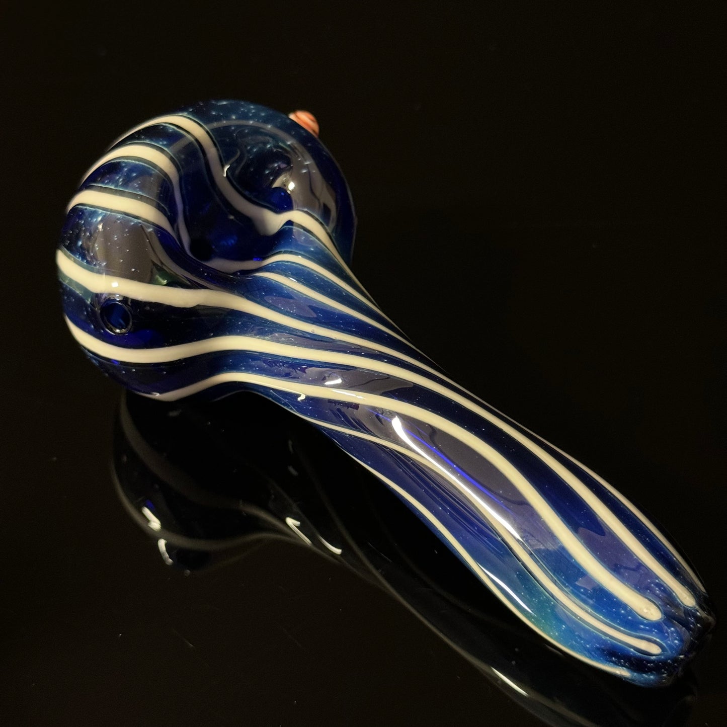 Blue Cobalt Wrapped Color Glass Heady Pipe Hand Blown