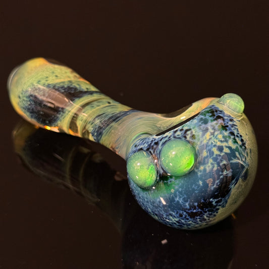 Green & Black Inside Out Glass Pipe Heady Pipe Hand Blown Extra Thick