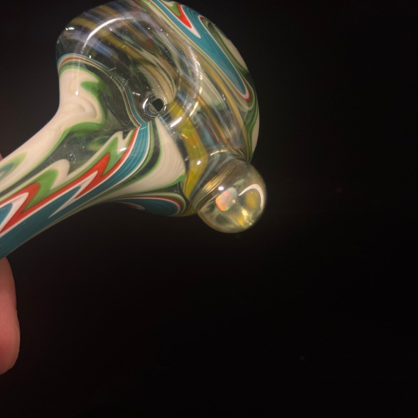 Full Linework Switchback Glass Pipe, Heady Hand Blown with An Opal