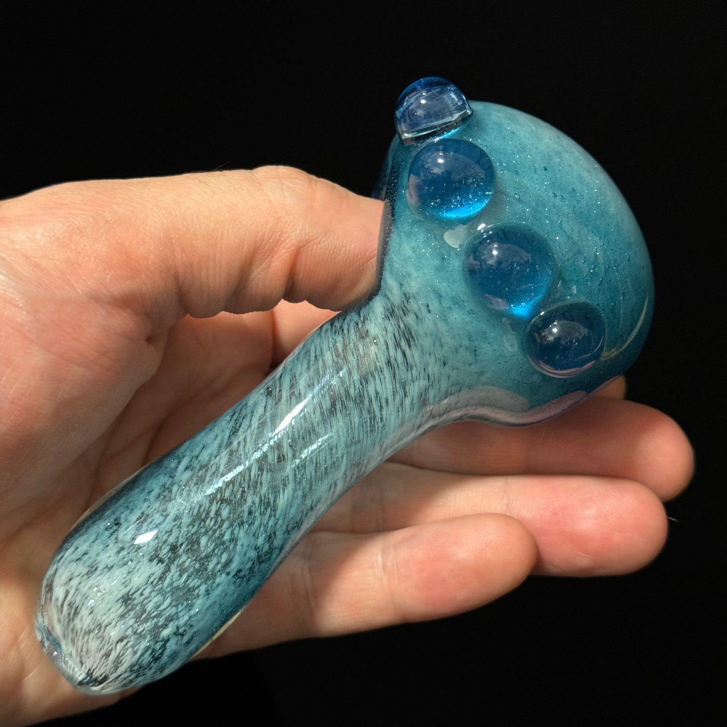 Heavy Inside out Sparkle Blue & White Glass Pipe Heady Pipe Hand Blown