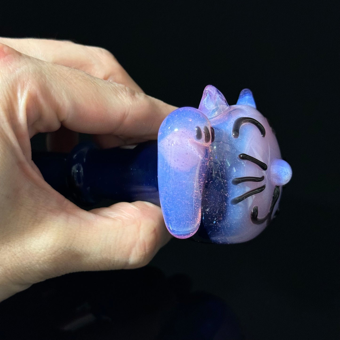 Cat Face Pink Slyme Glass Pipe Heady Pipe Hand Blown Cat Pipe