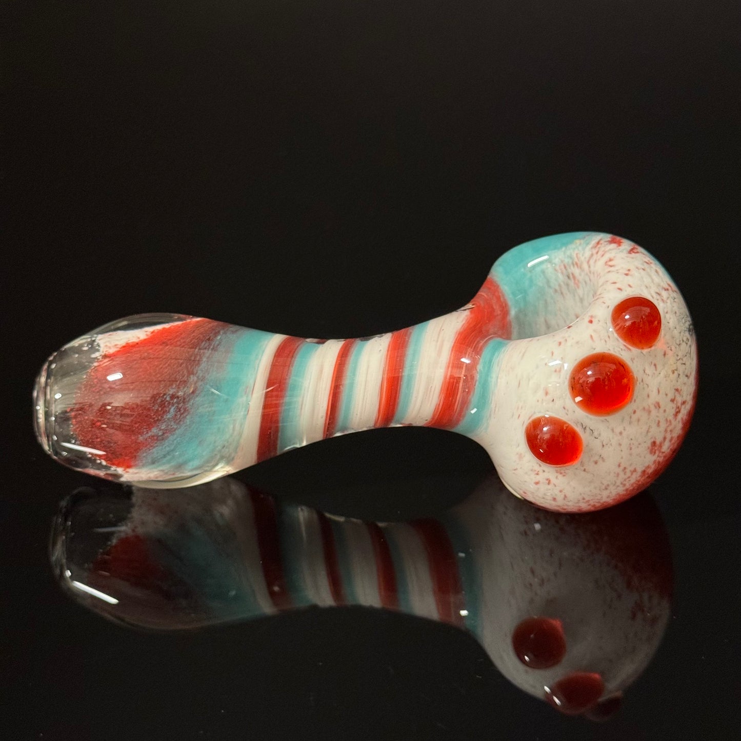 Blue, White & Red Inside Out Glass Pipe Heady Pipe Hand Blown Extra Thick