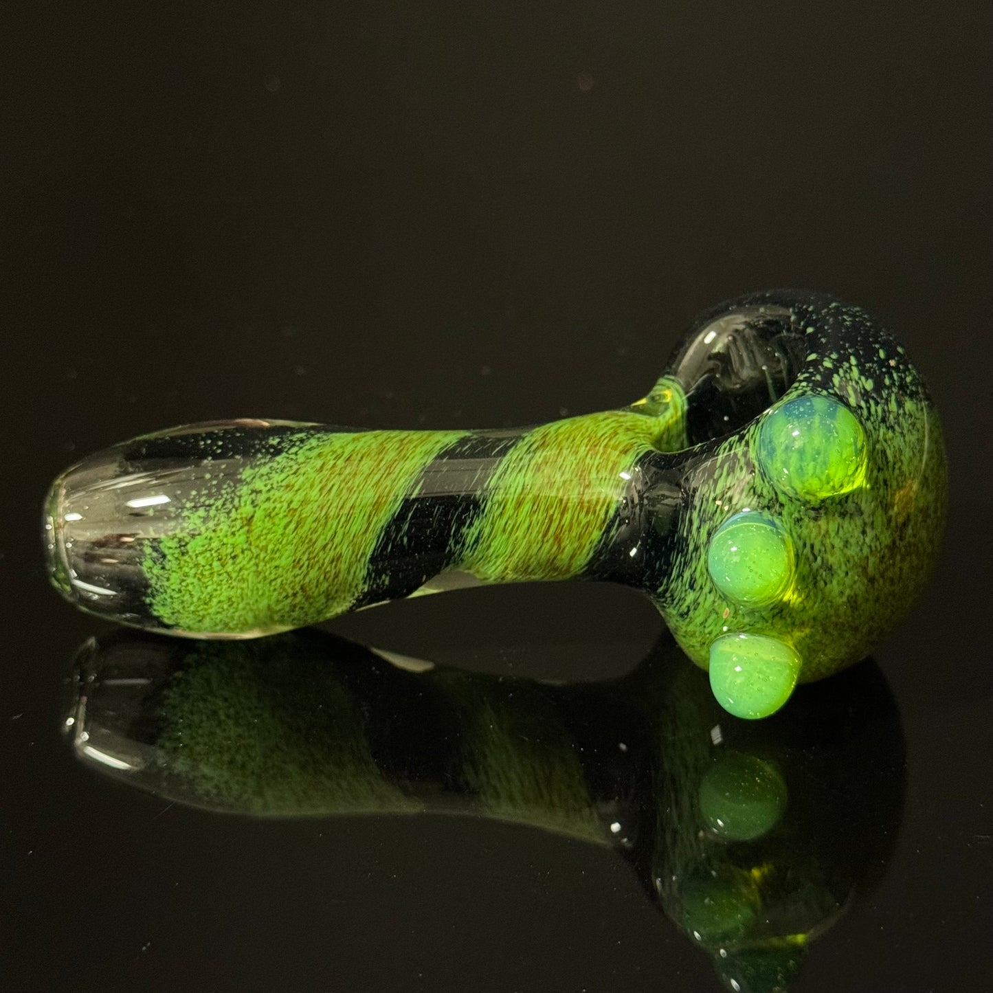 Inside out Black & Green Glass Pipe Heady Pipe Hand Blown Extra Thick