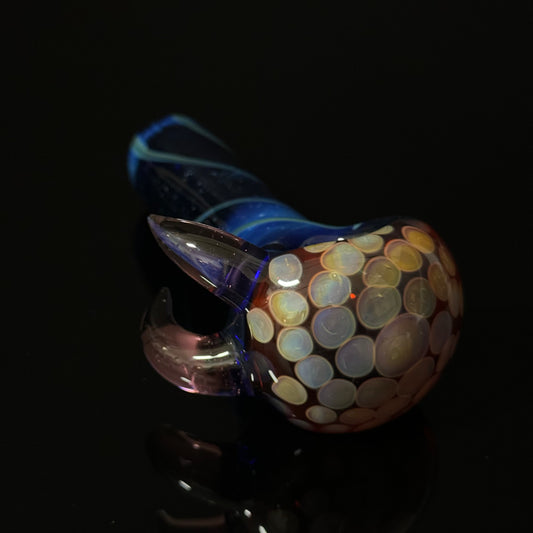 Blue Amber Honeycomb Glass Heady Pipe Hand Blown