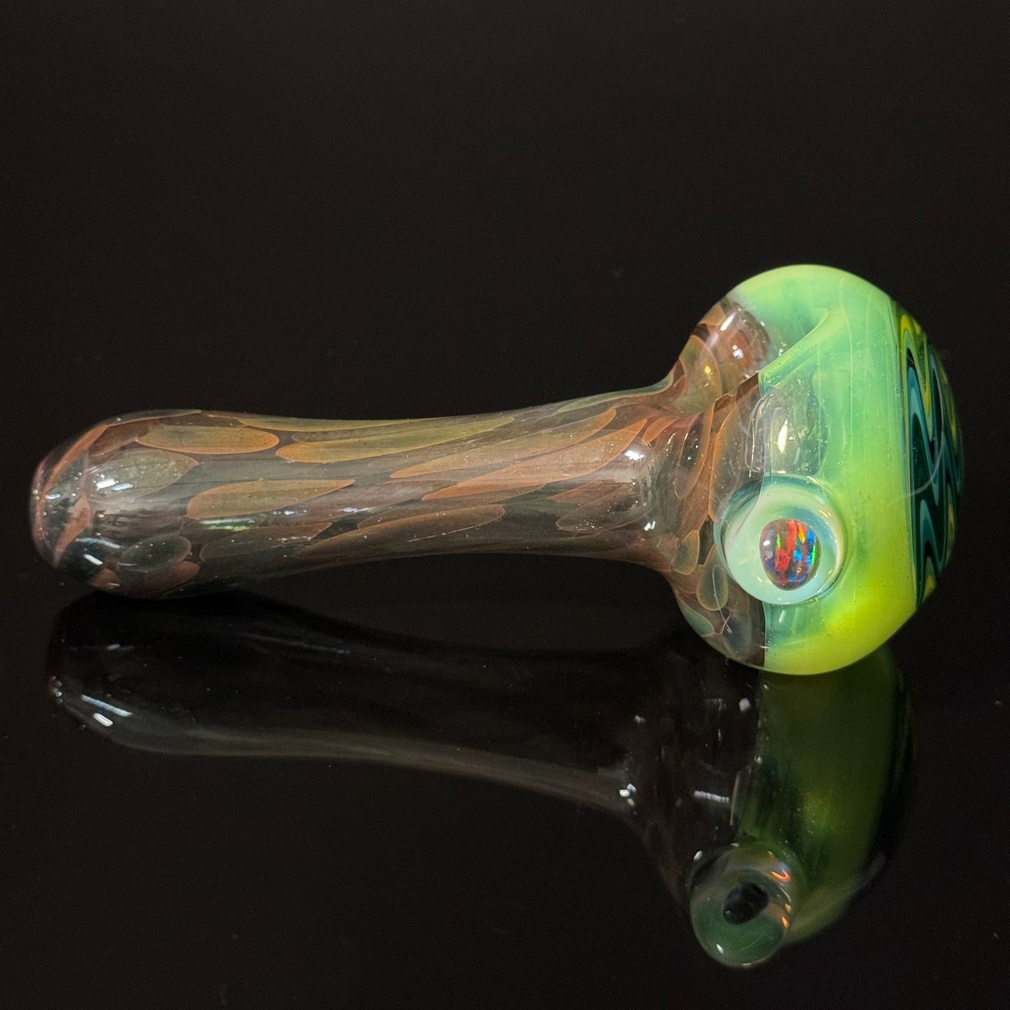 Slyme Color Linework Glass Pipe, Heady Hand Blown with An Opal